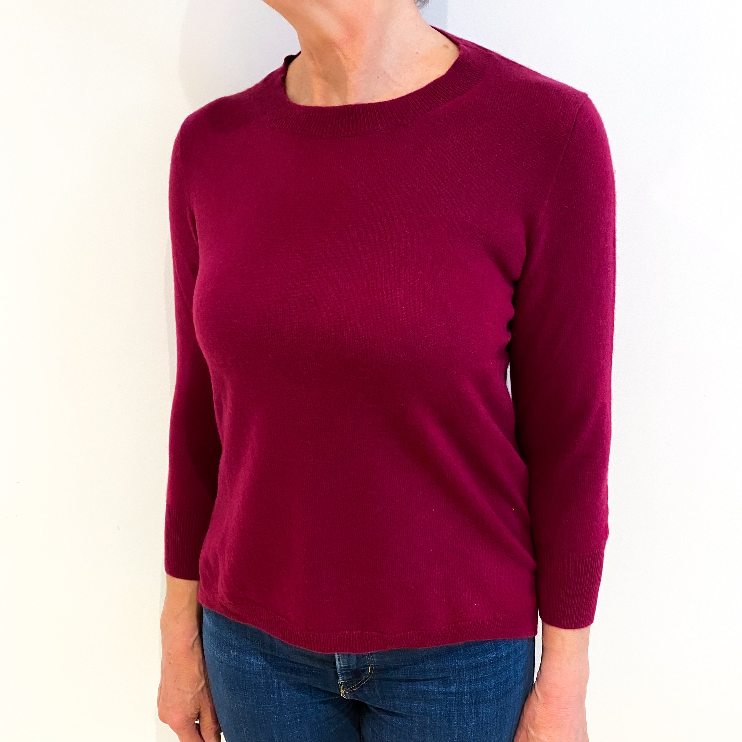 Wine Red Cashmere Crew Neck Jumper Medium