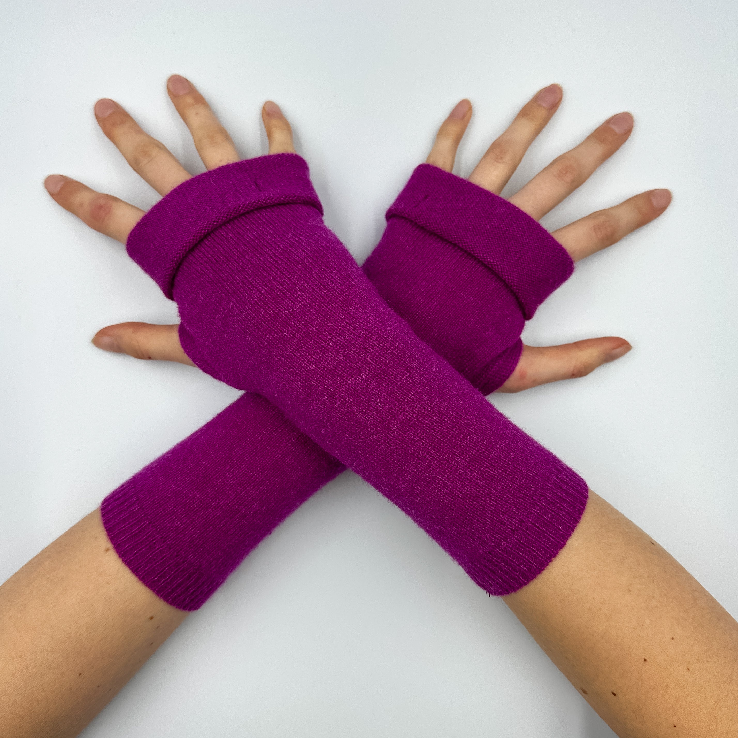 Magenta Purple Fingerless Gloves