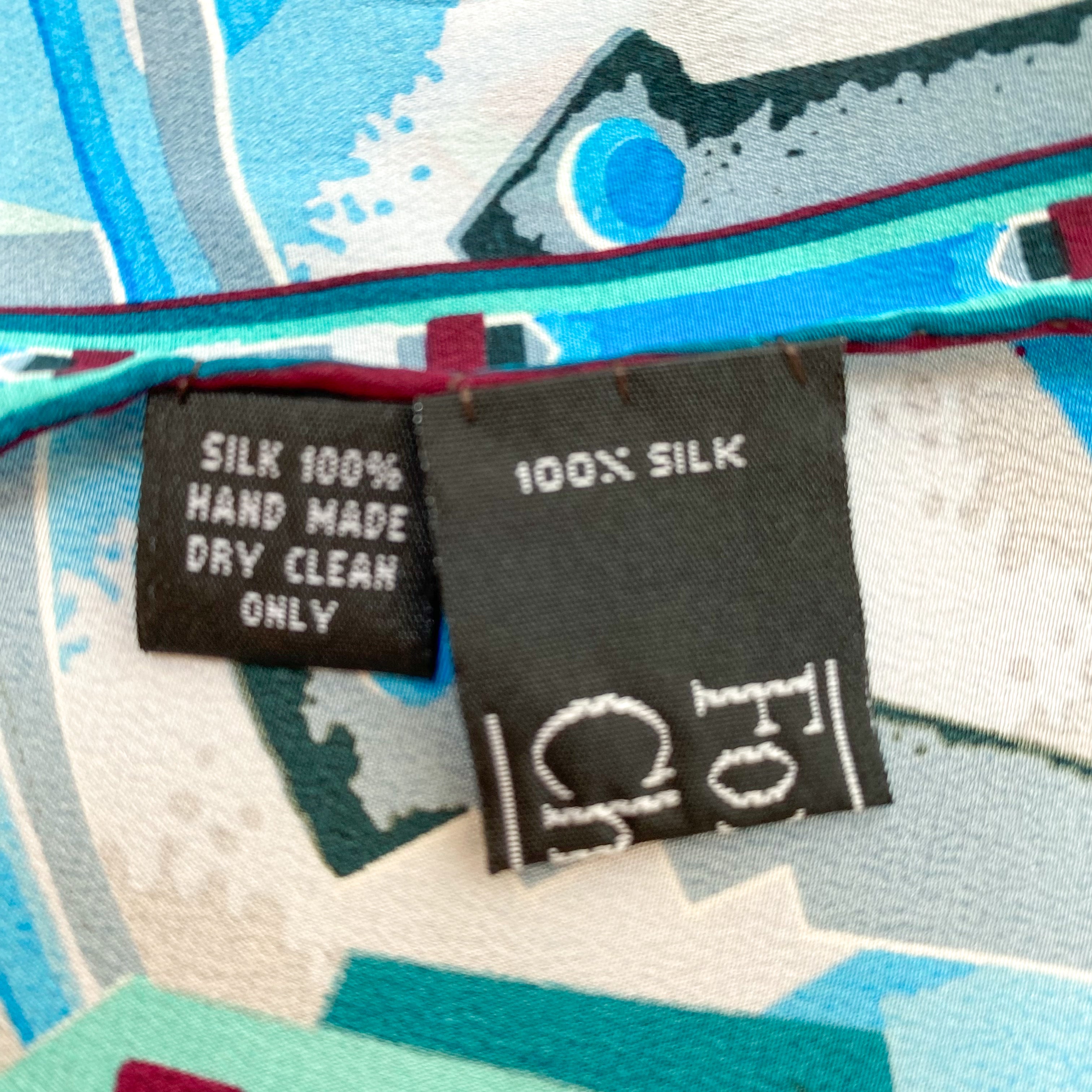 Blues and Greens Pretty Silk Scarf