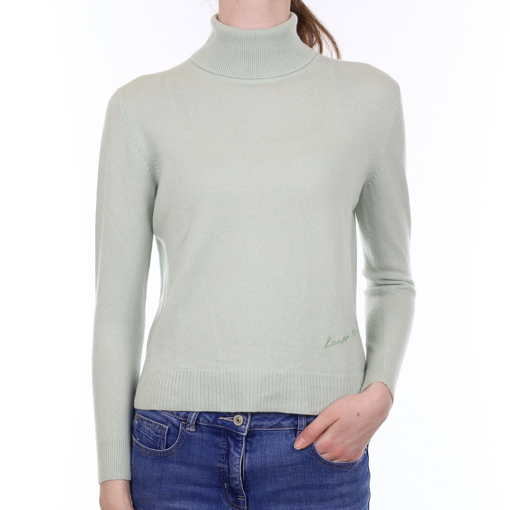 Lanvin Collection Mint Green Cashmere Polo Neck Jumper Extra Small