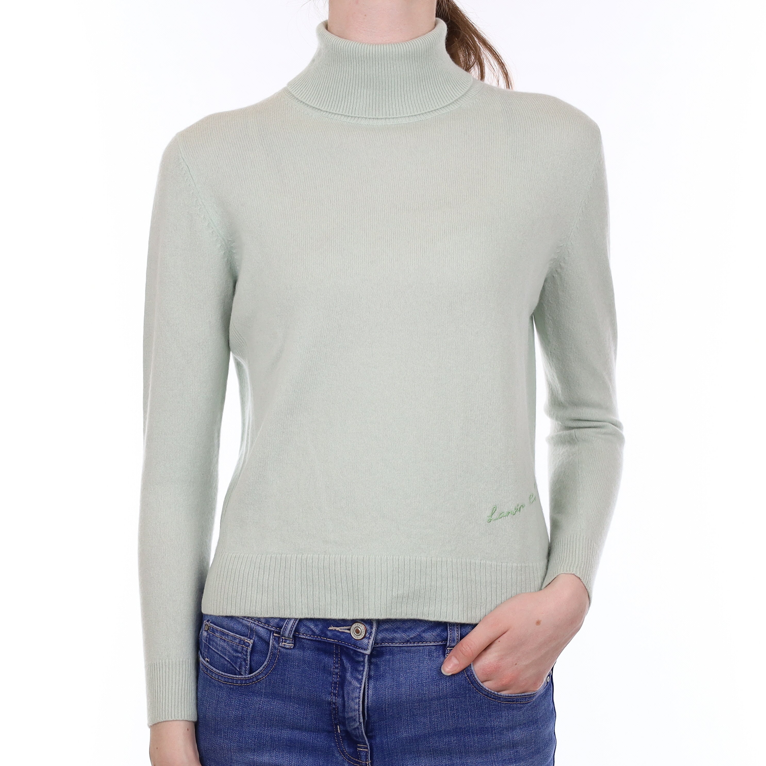Lanvin Collection Mint Green Cashmere Polo Neck Jumper Extra Small