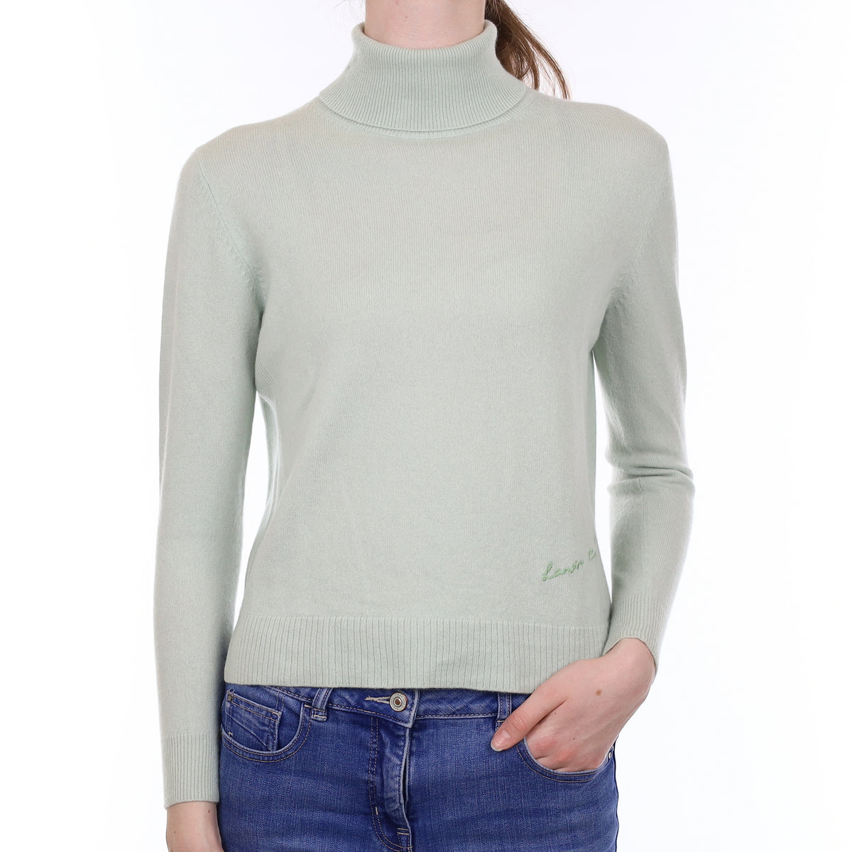 Lanvin Collection Mint Green Cashmere Polo Neck Jumper Extra Small