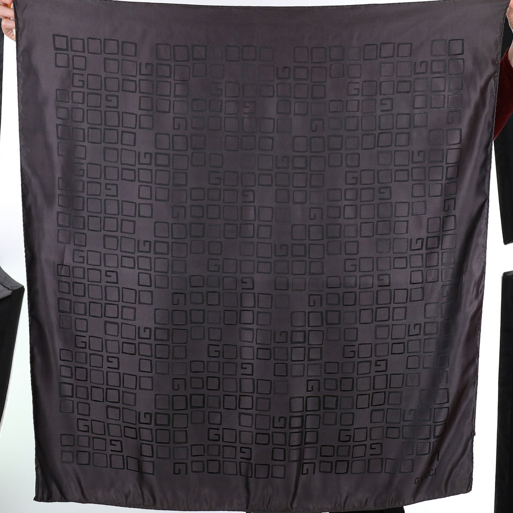 Gucci Black Vintage Silk Scarf