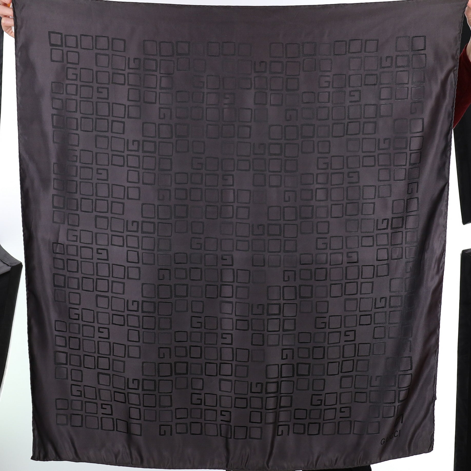 Gucci Black Vintage Silk Scarf