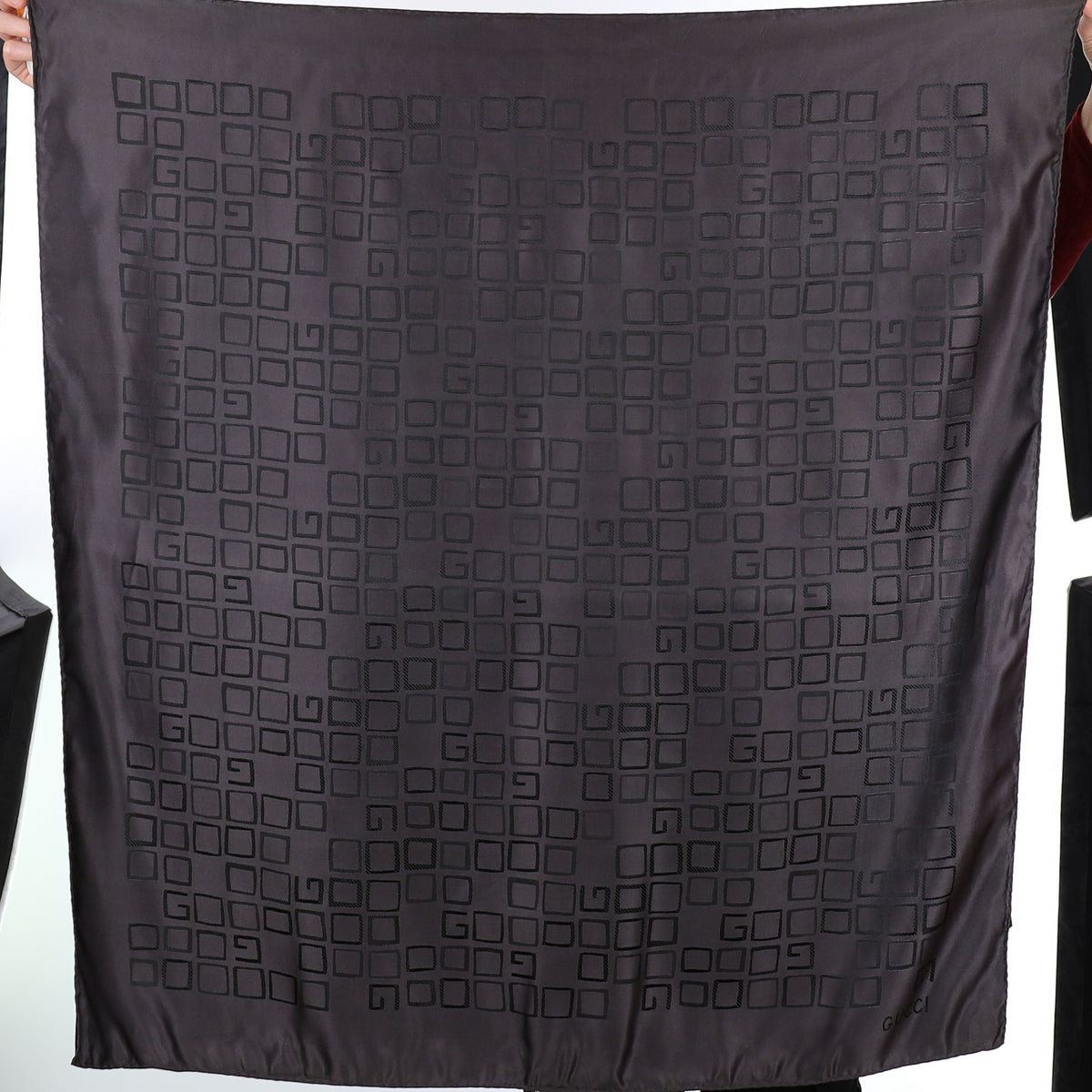Gucci Black Vintage Silk Scarf