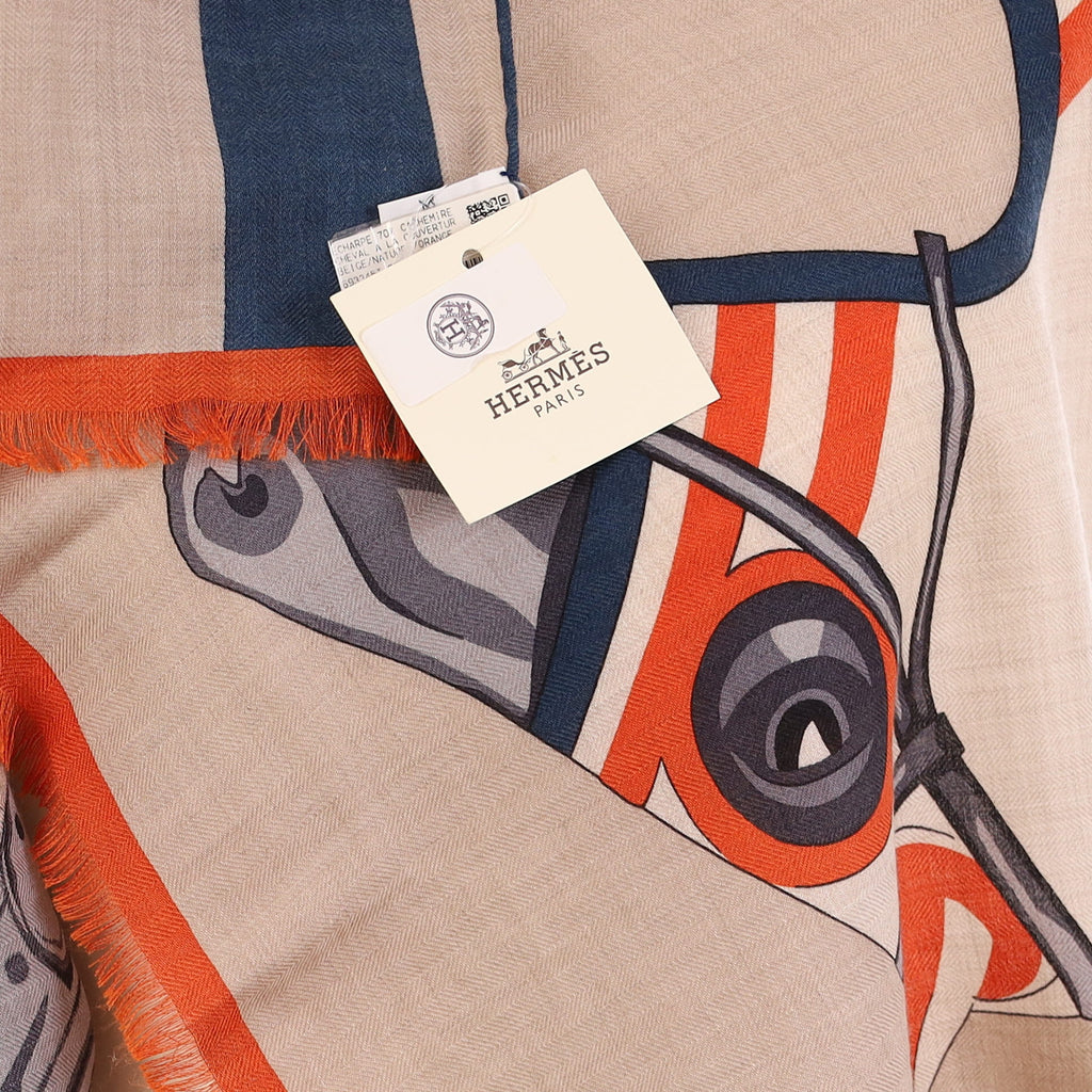Brand New Hermès Cheval À La Couvertur Cashmere Blend Stole