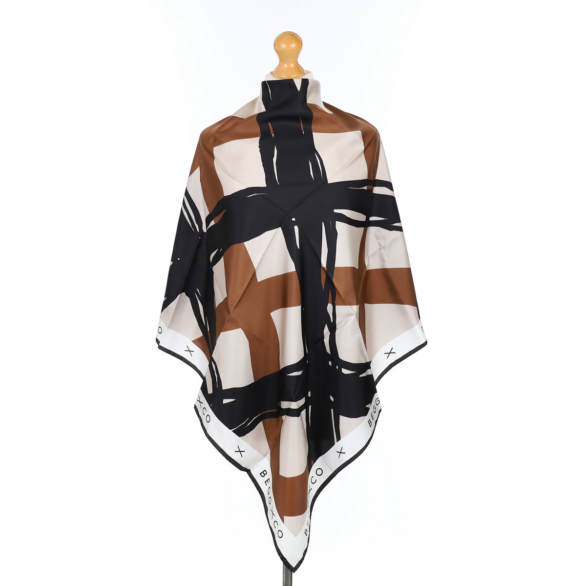 Brand New Begg & Co Black and Brown Silk Scarf