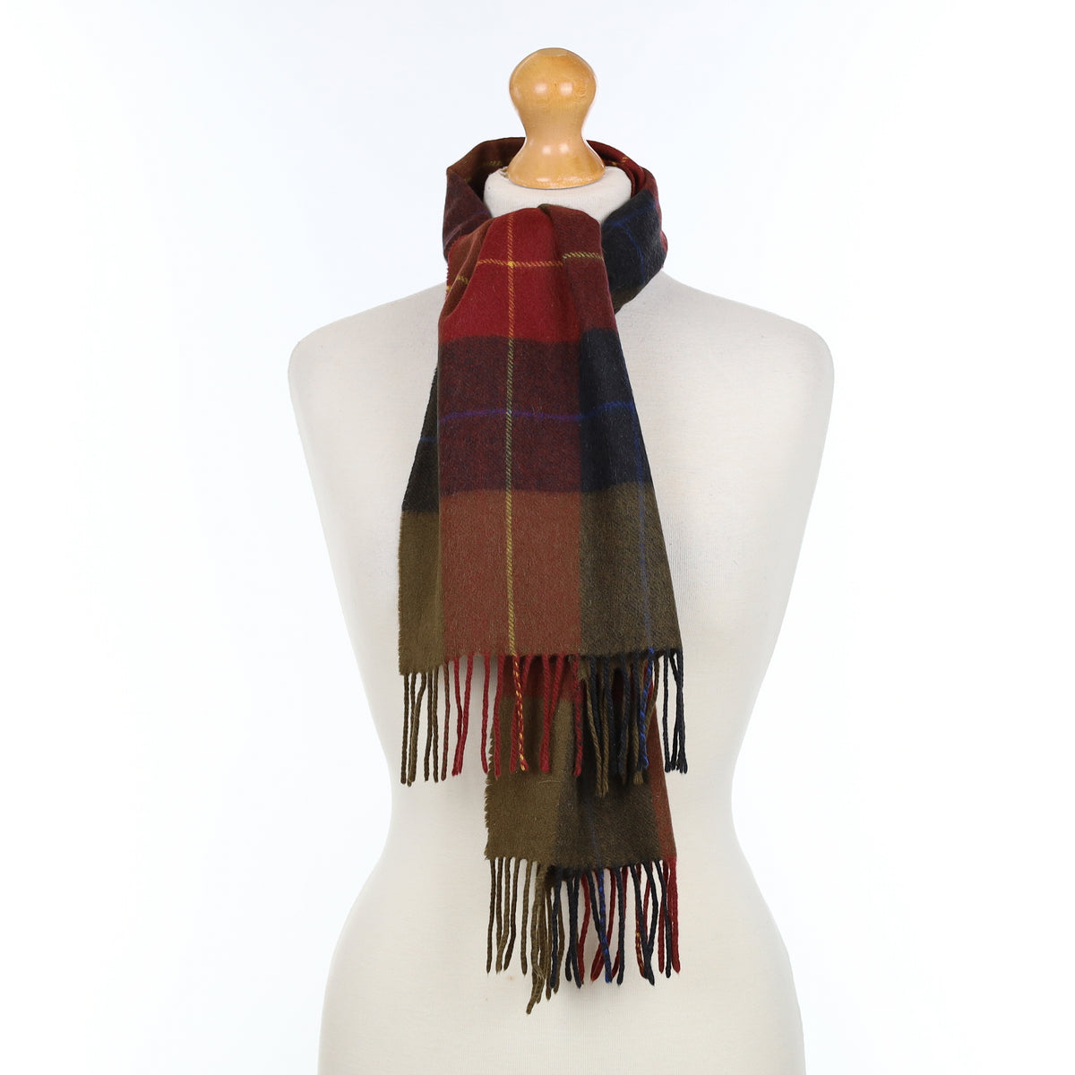 Green Red and Blue Patterned Cashmere Woven Scarf