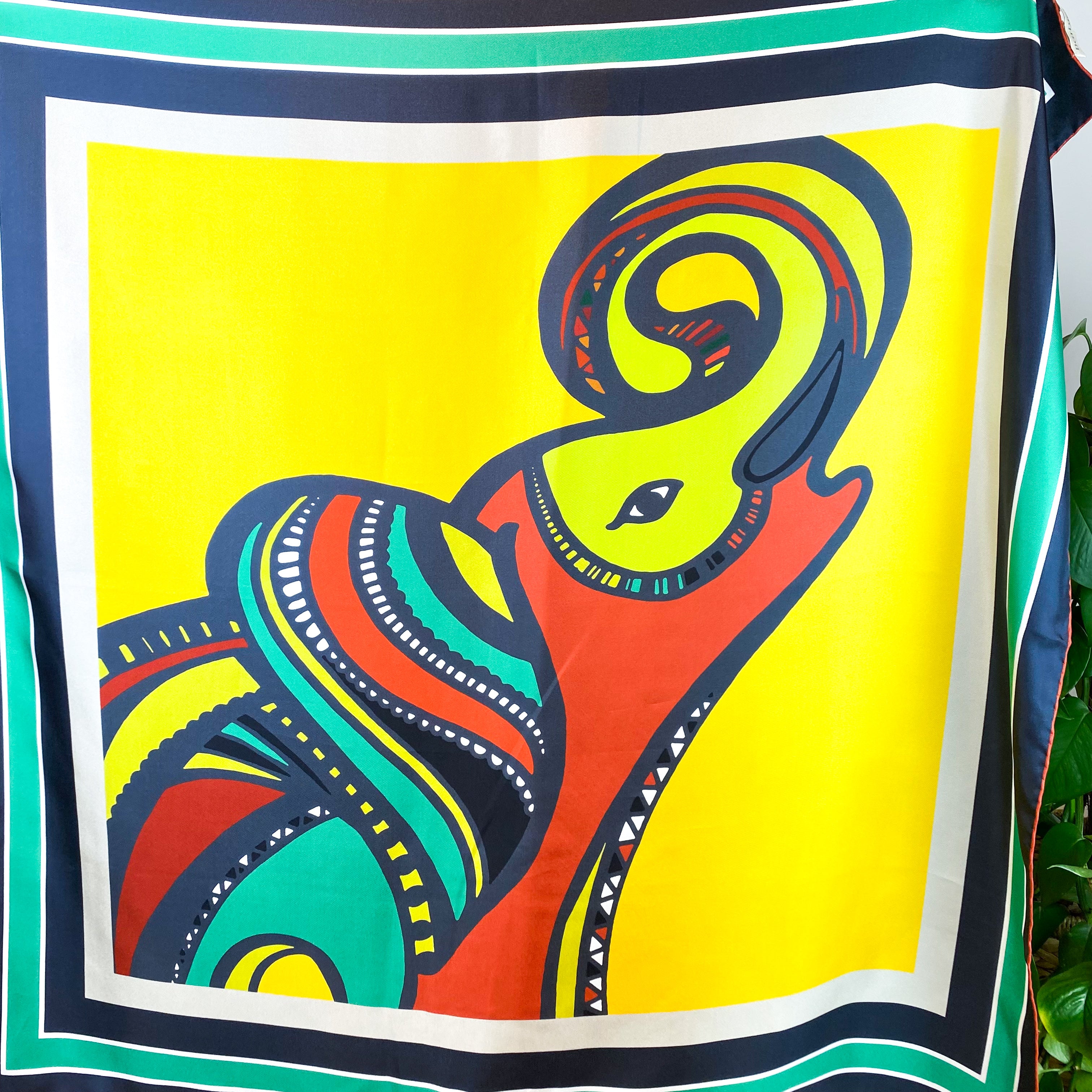 Abstract Elephant Design Modern Italian Silk Scarf