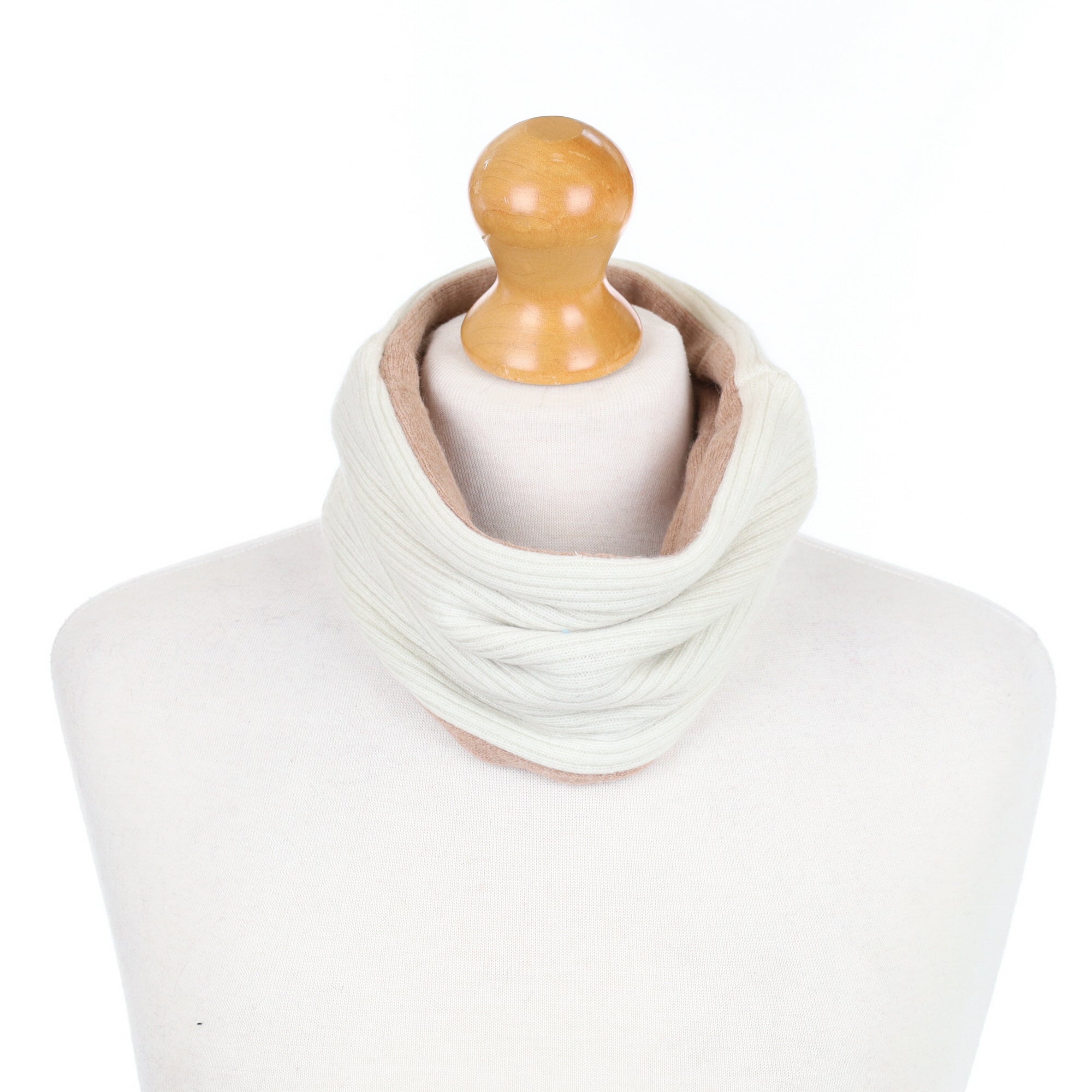 Cream Ribbed and Buff Beige Neck Warmer