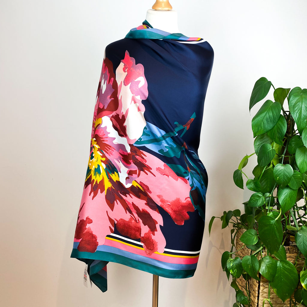 Joules Wrap Style Floral Silk Scarf