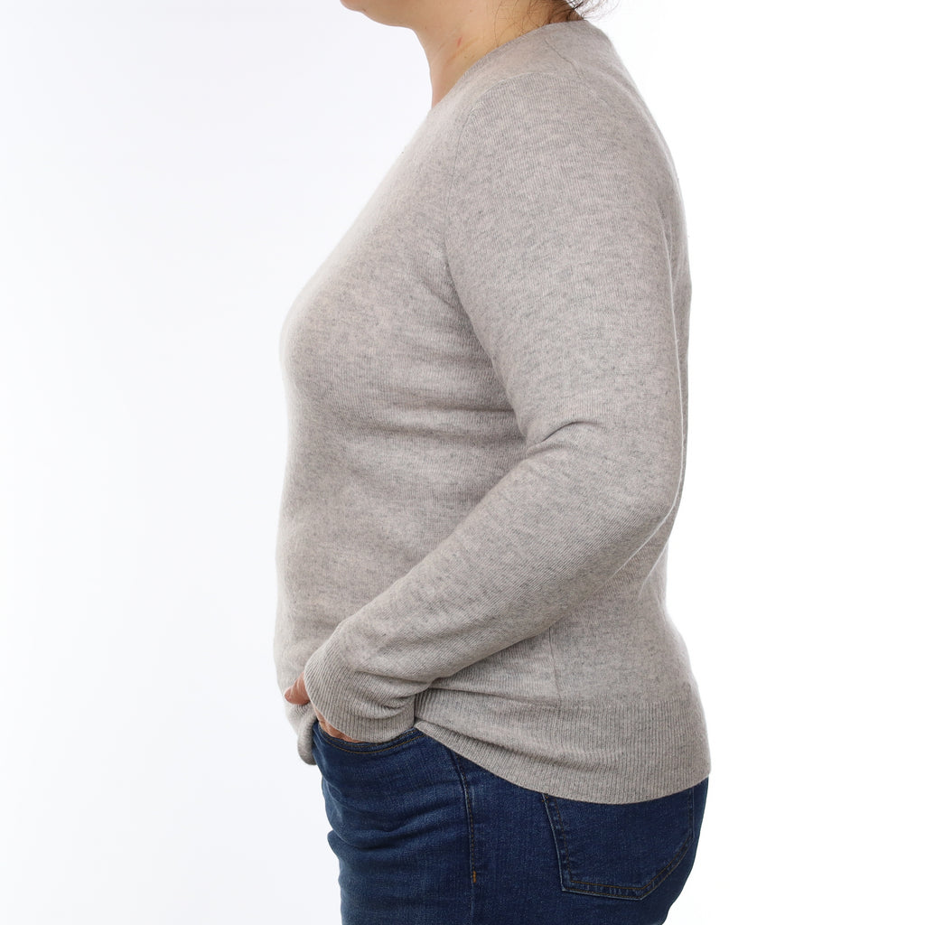 Mist Grey Cashmere Crew Neck Jumper Large