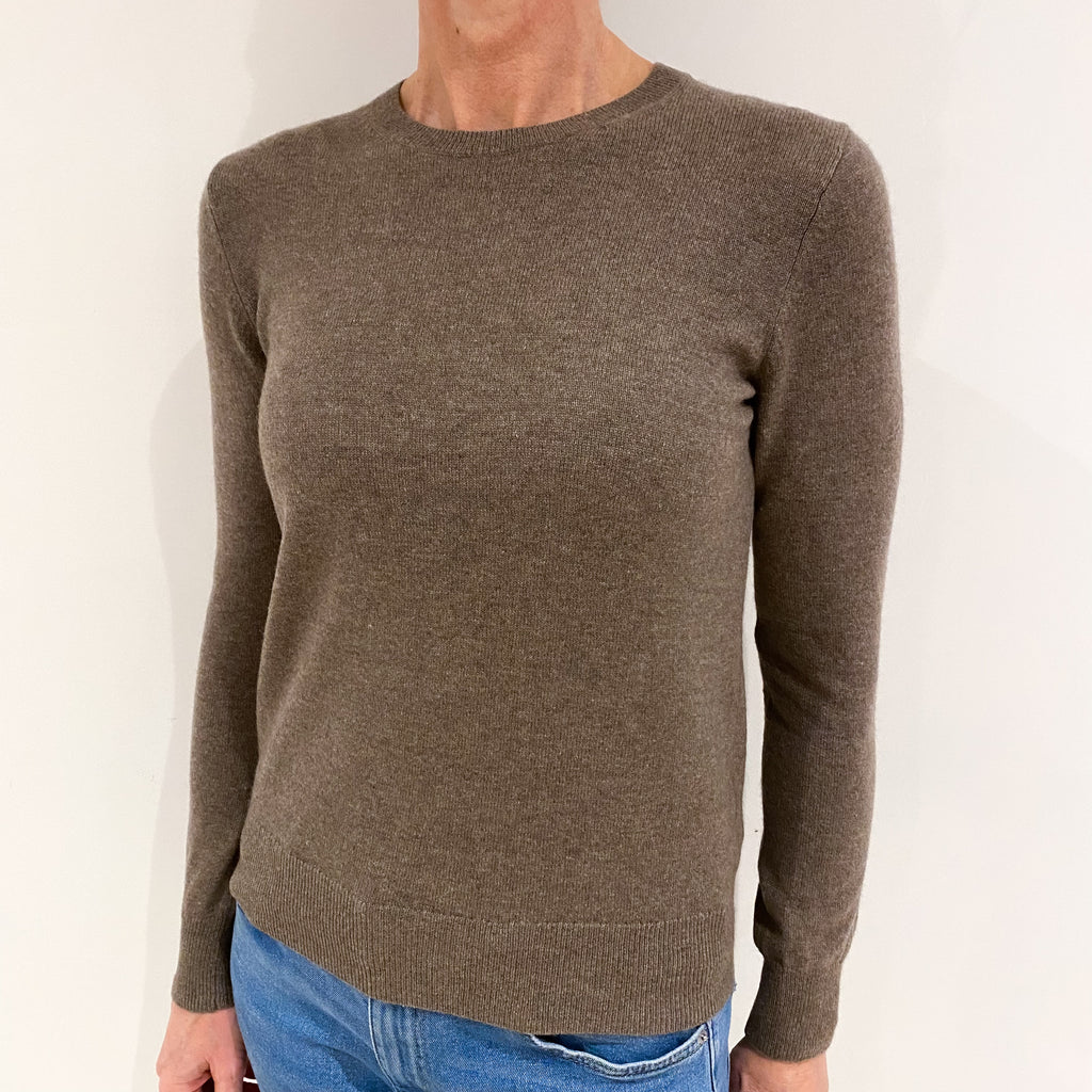 Mocha Brown Cashmere Crew Neck Jumper Small