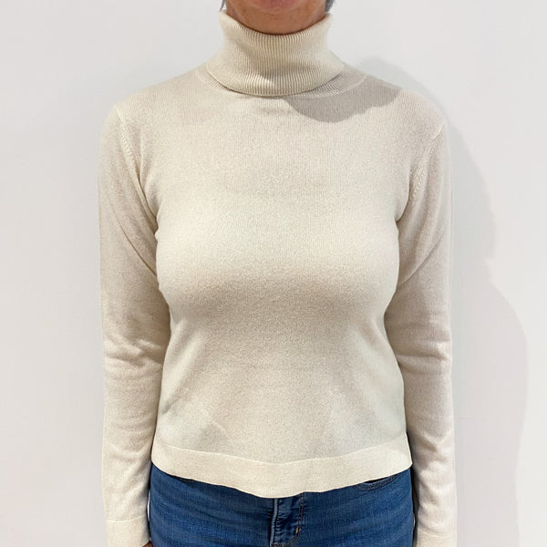 Cream Cashmere Polo Neck Jumper Medium