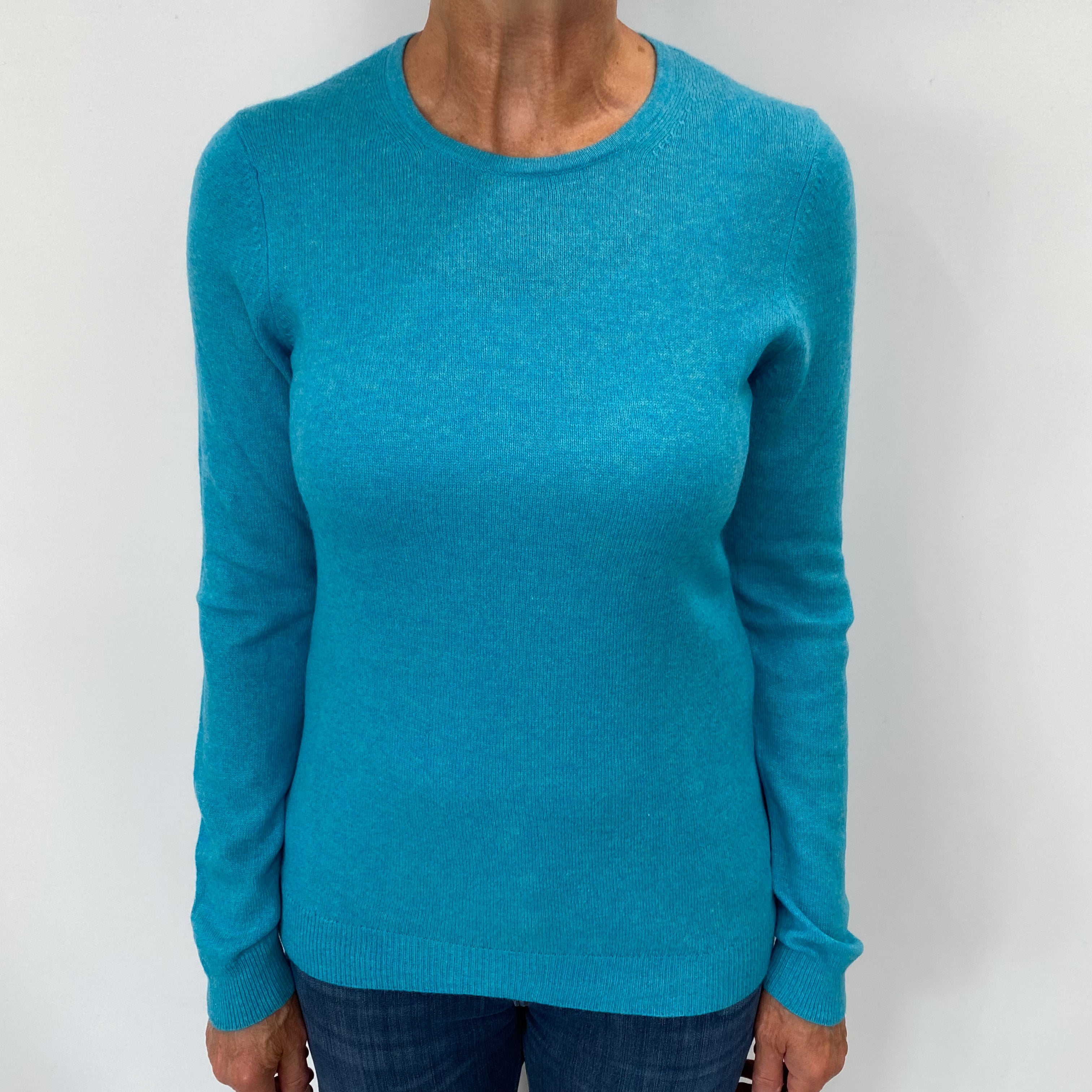 Turquoise Blue Cashmere Crew Neck Jumper Medium