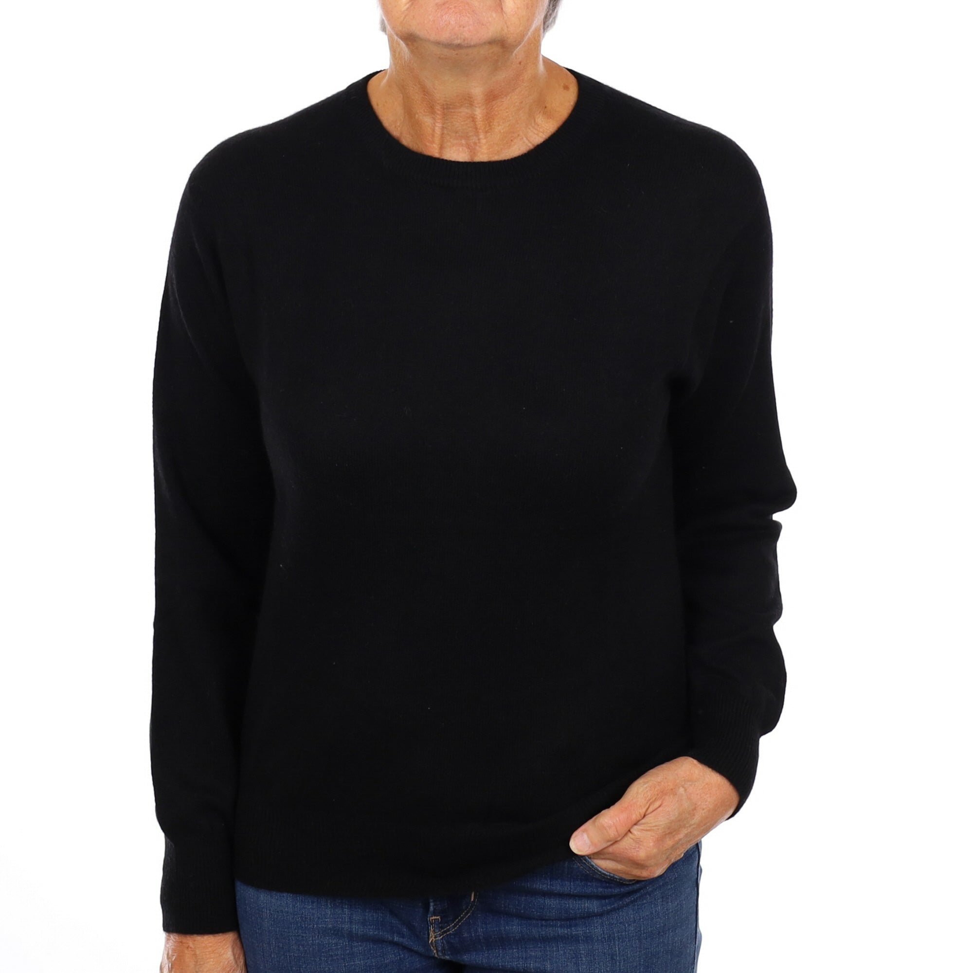 Black Cashmere Crew Neck Jumper Medium