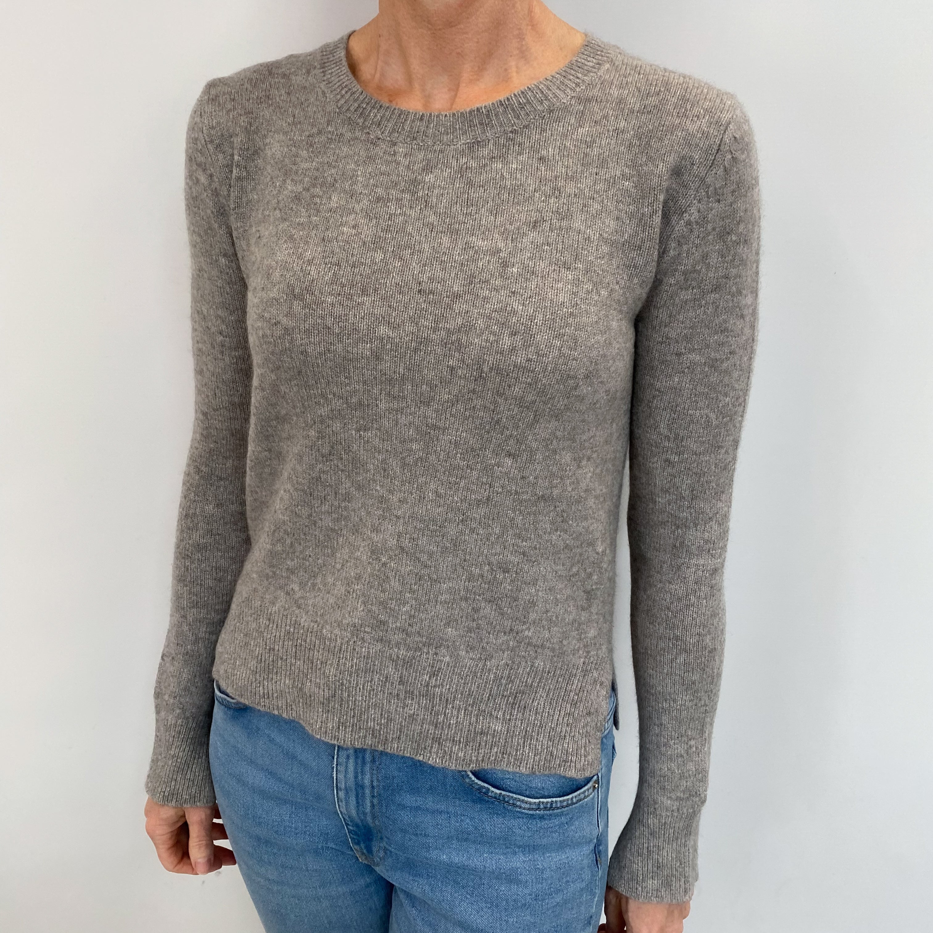 Malene Birger Ash Grey Cashmere Crew Neck Jumper Small