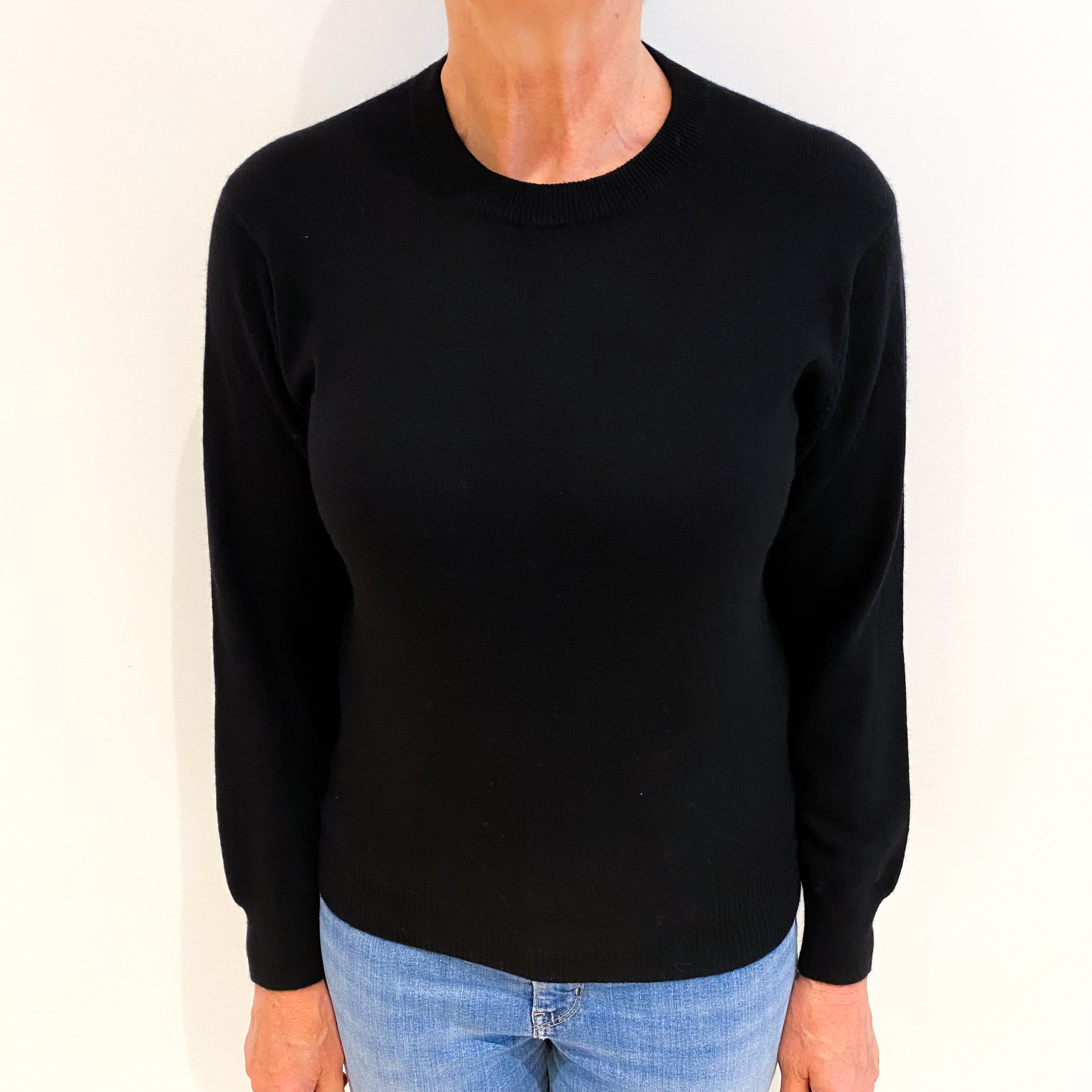 Black Cashmere Crew Neck Jumper Medium