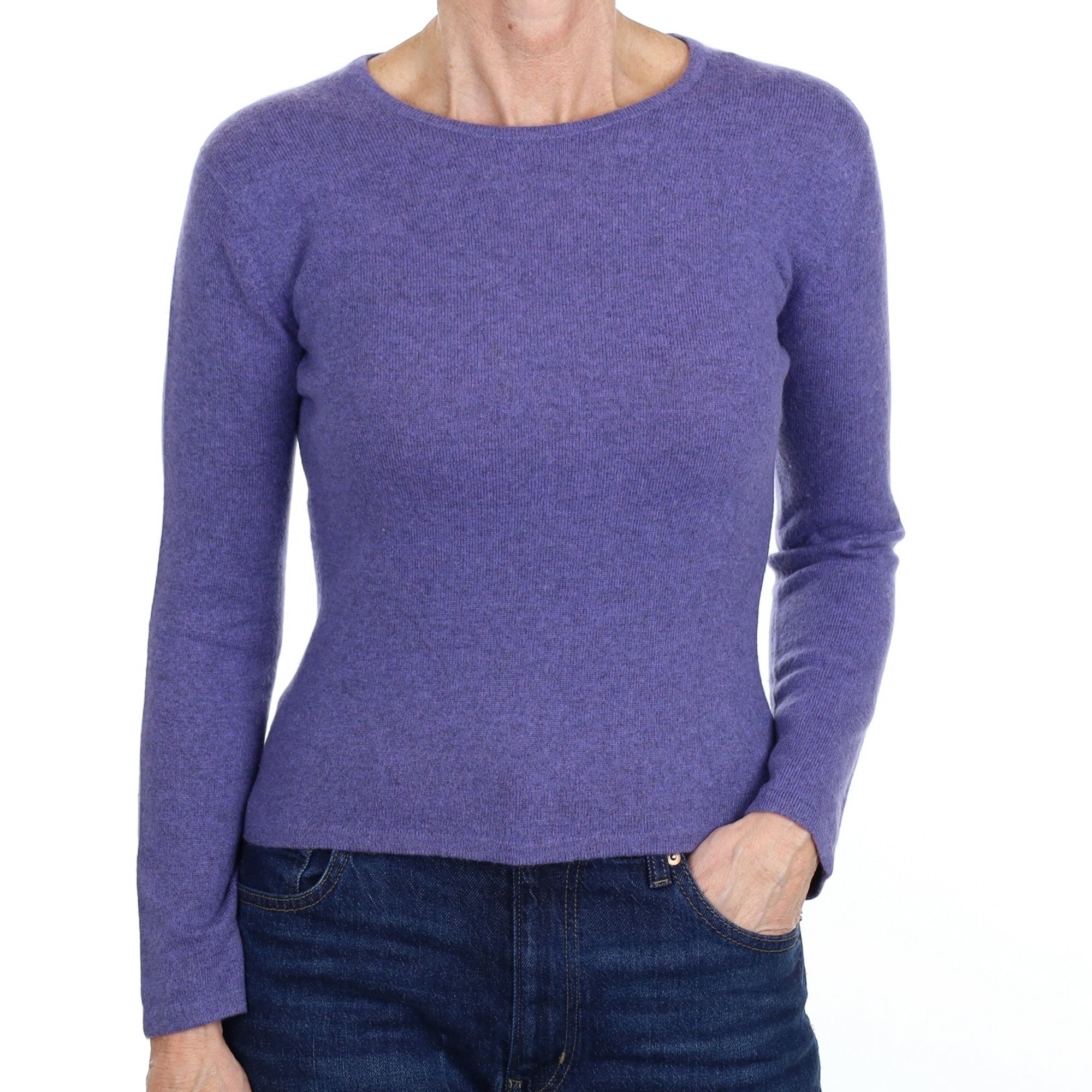 Amethyst Purple Cashmere Crew Neck Jumper Small