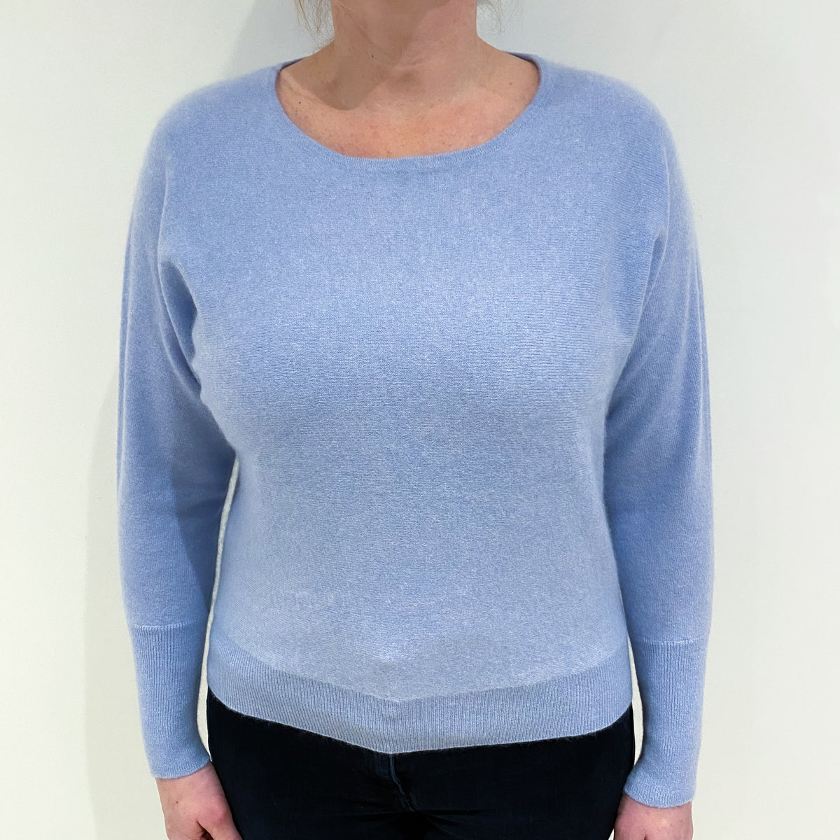 Sky Blue Cashmere Slash Neck Jumper Large