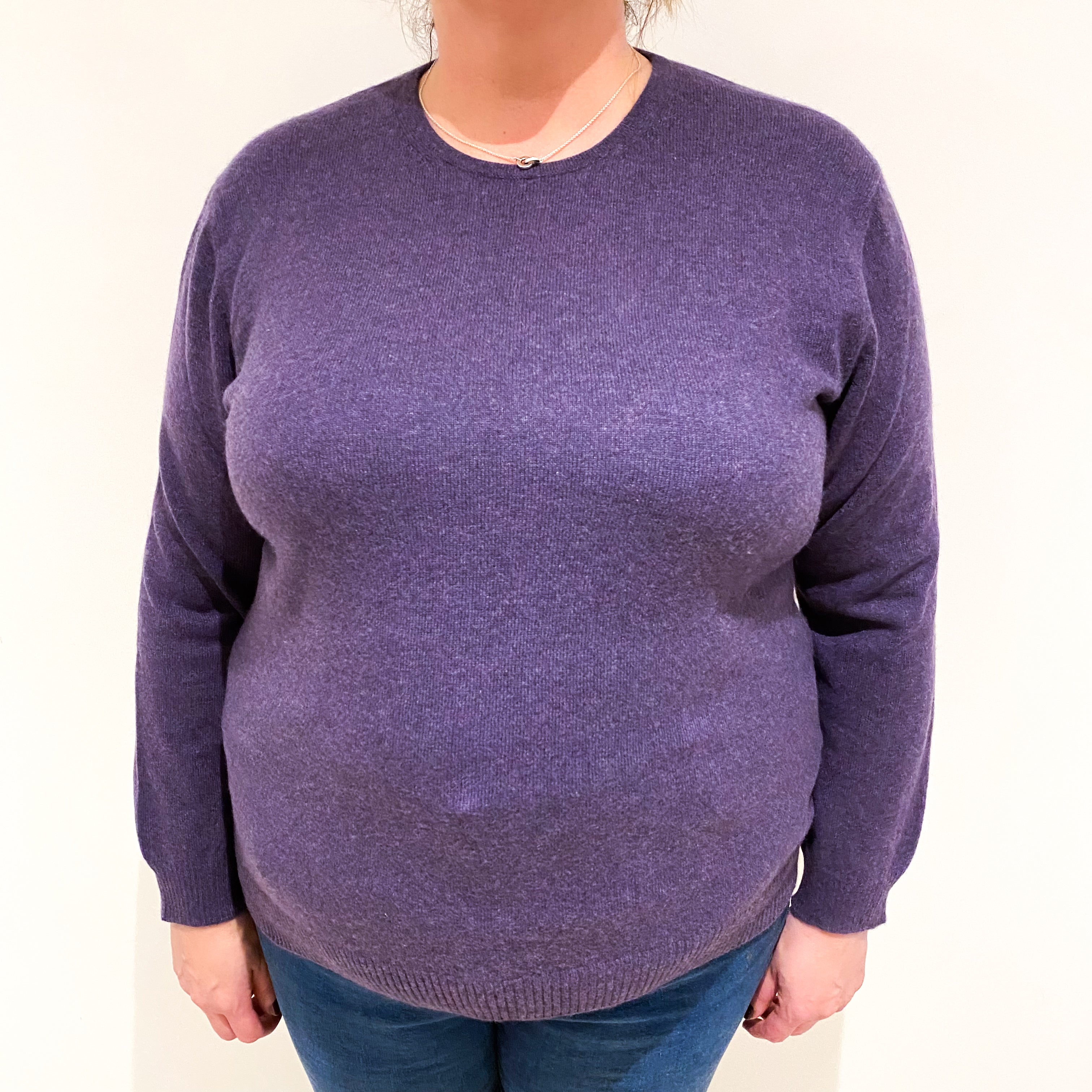 Amethyst Purple Cashmere Crew Neck Jumper Extra Large