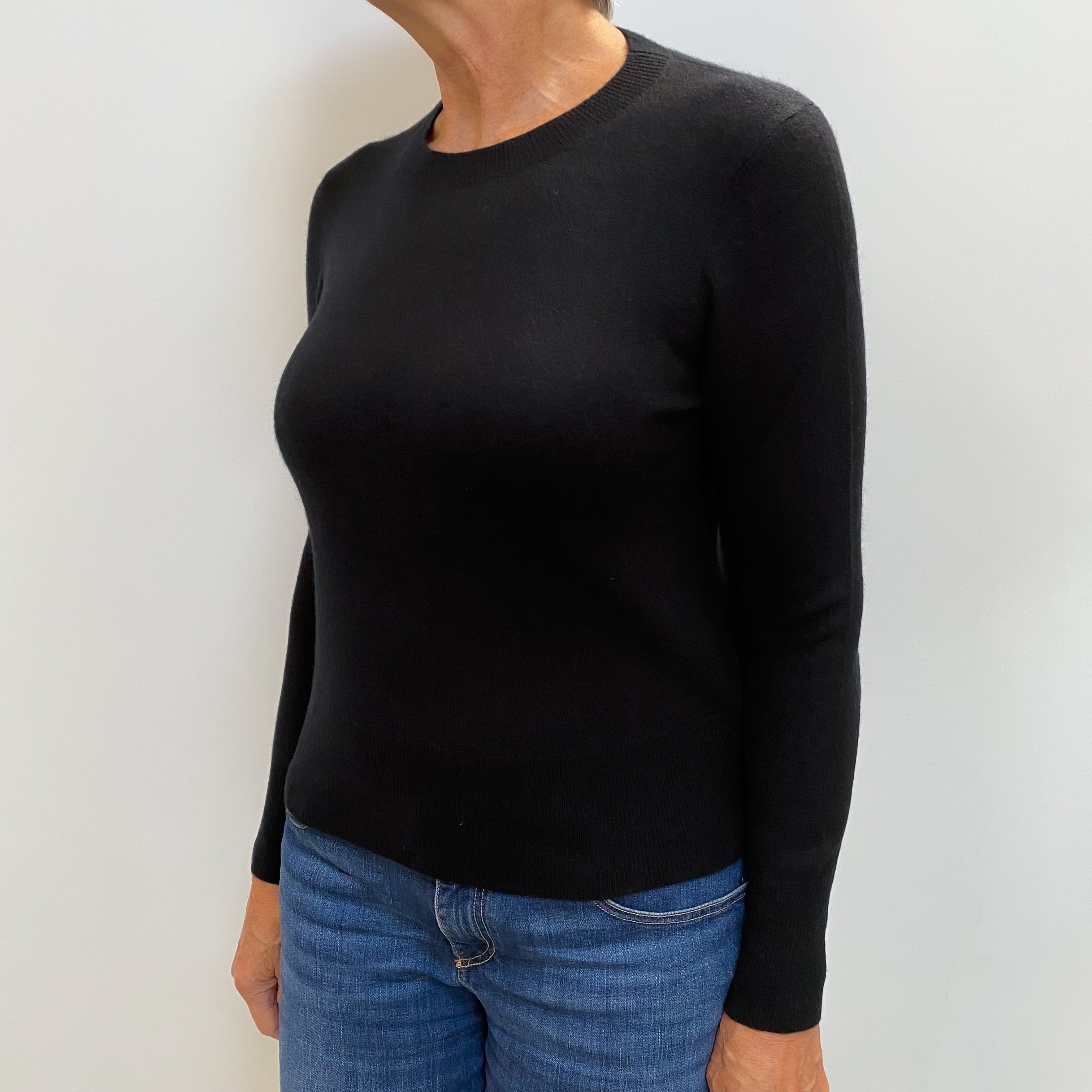 Black Cashmere Crew Neck Jumper Medium