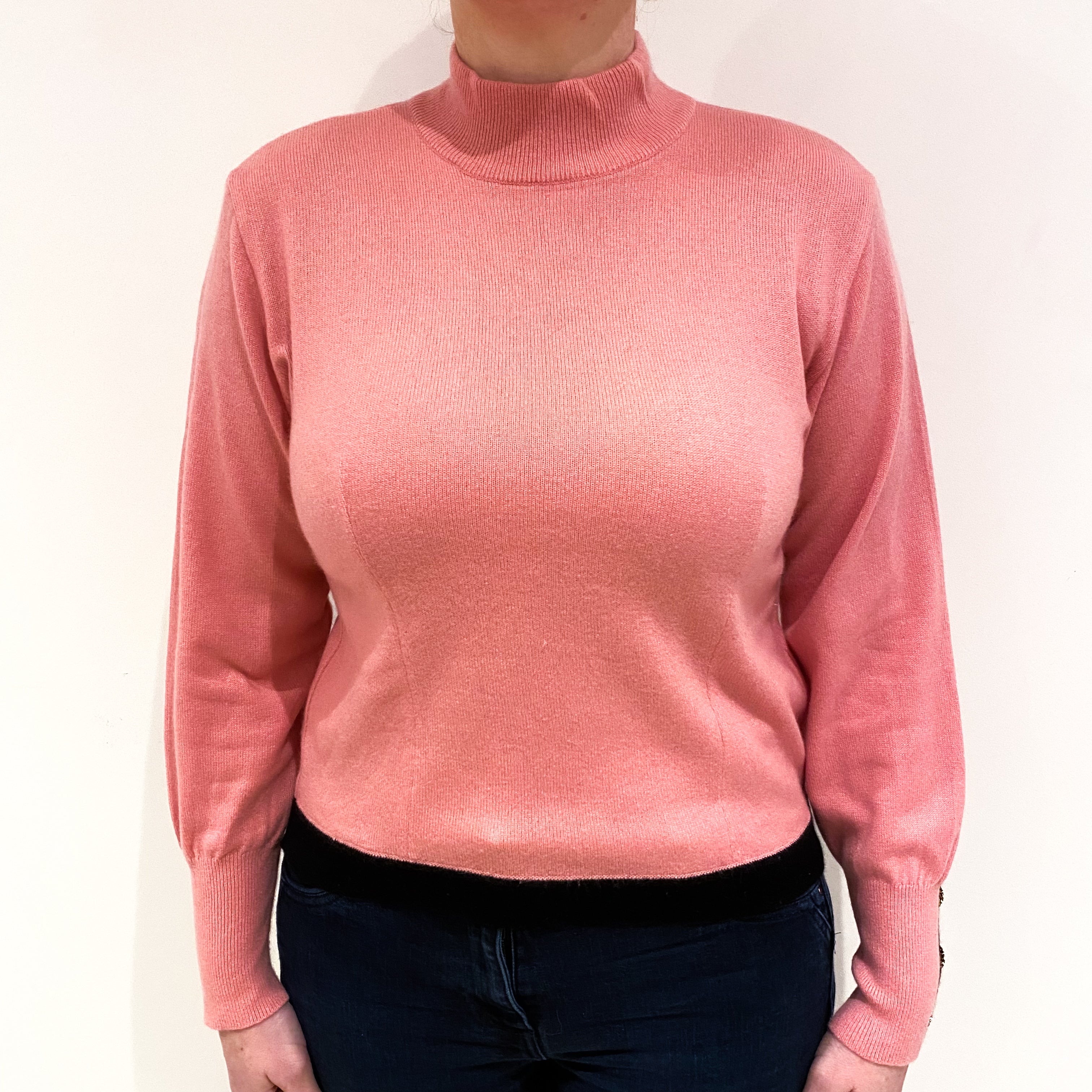 Pierre Balmain Candy Pink Cashmere Turtle Neck Jumper Large