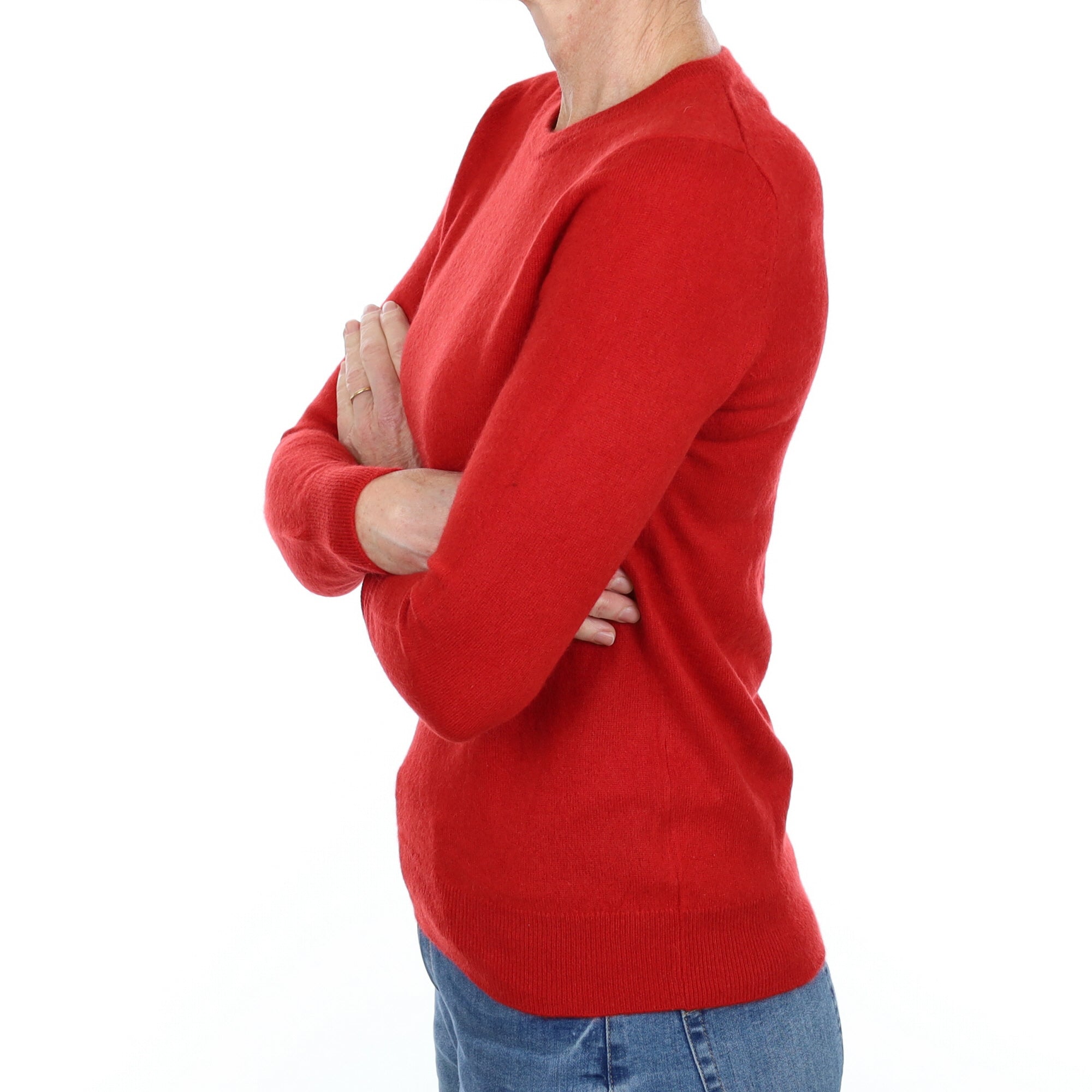 Scarlet Red Cashmere Crew Neck Jumper Small