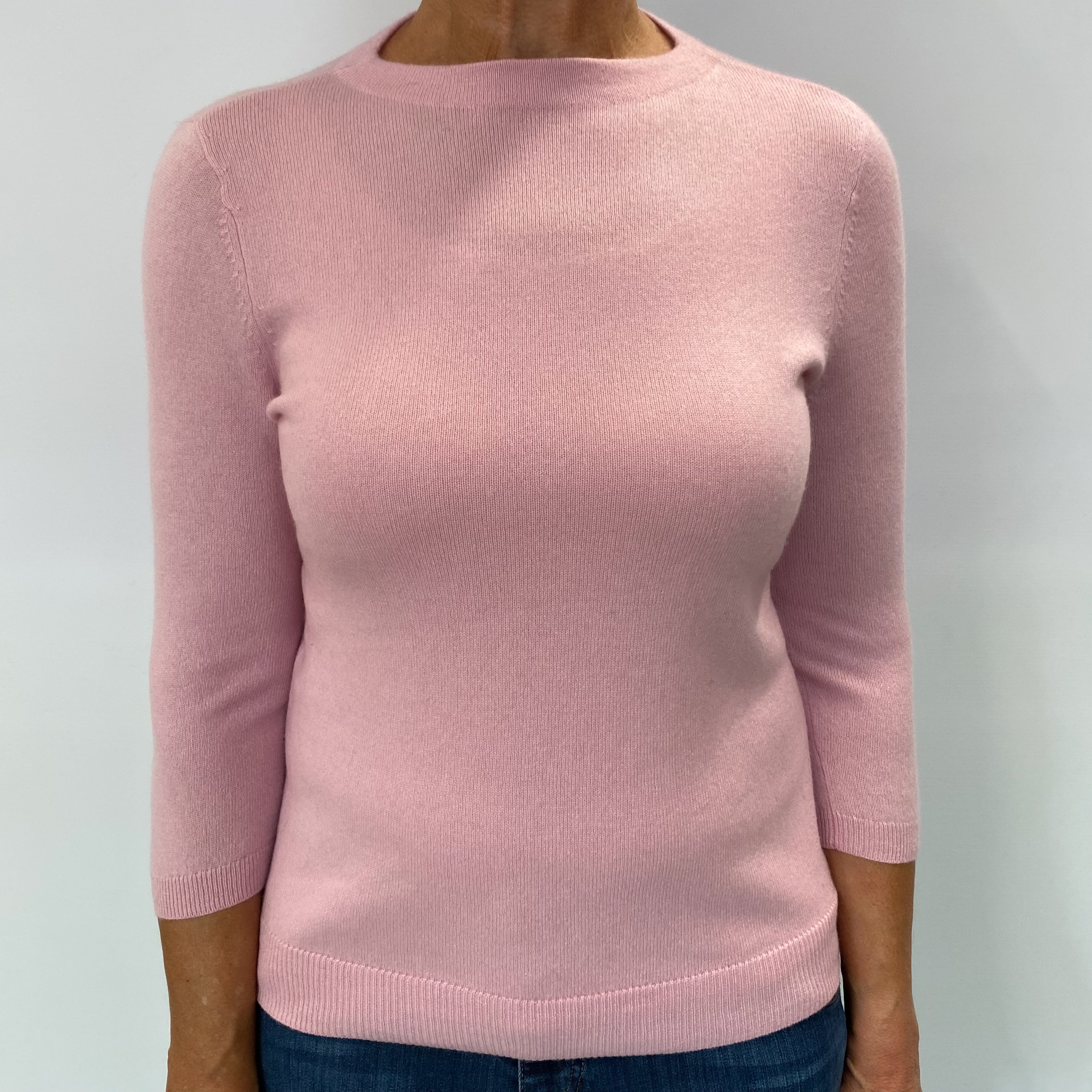 Carnation Pink Cashmere Crew Neck Jumper Medium