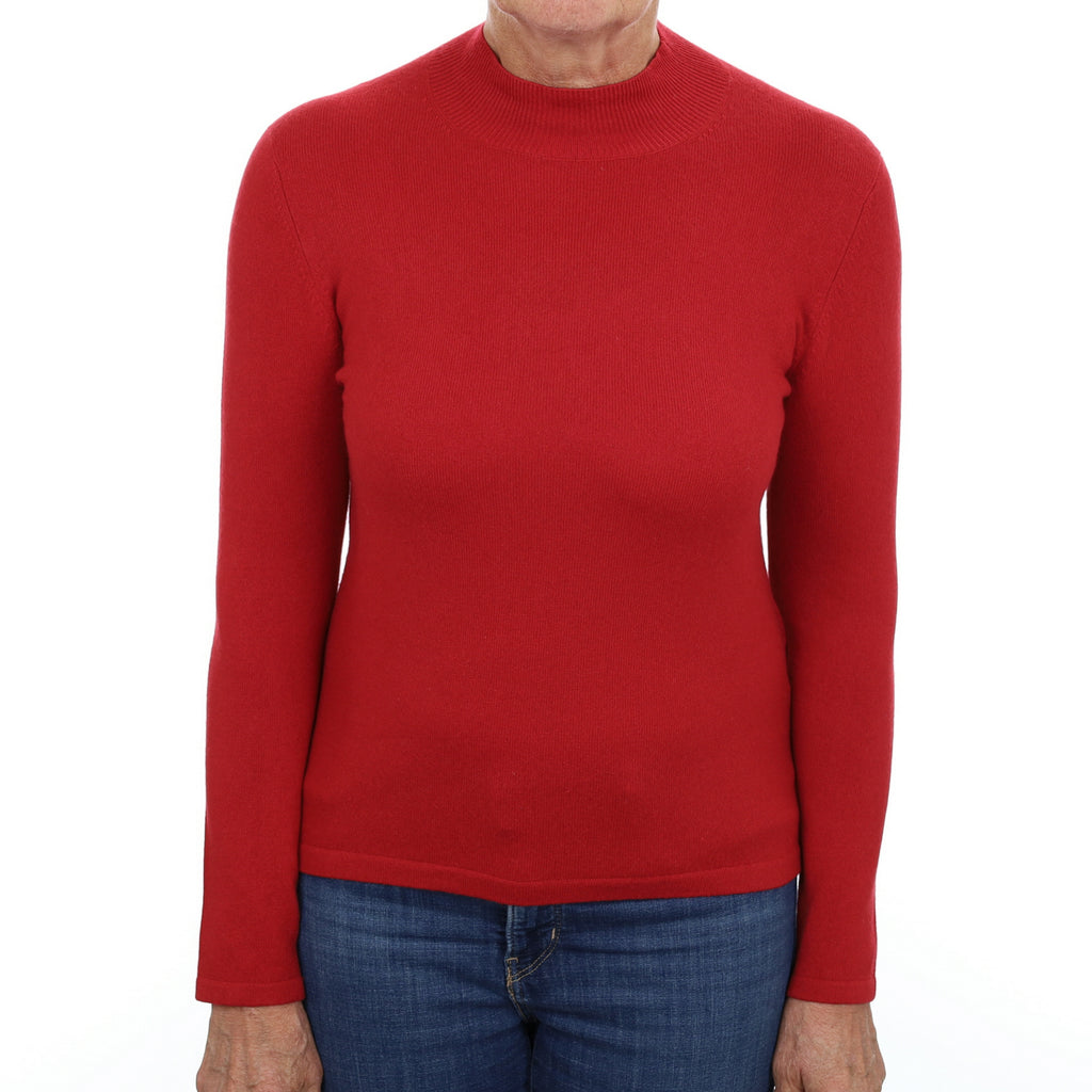 Scarlet Red Cashmere Turtle Neck Jumper Medium