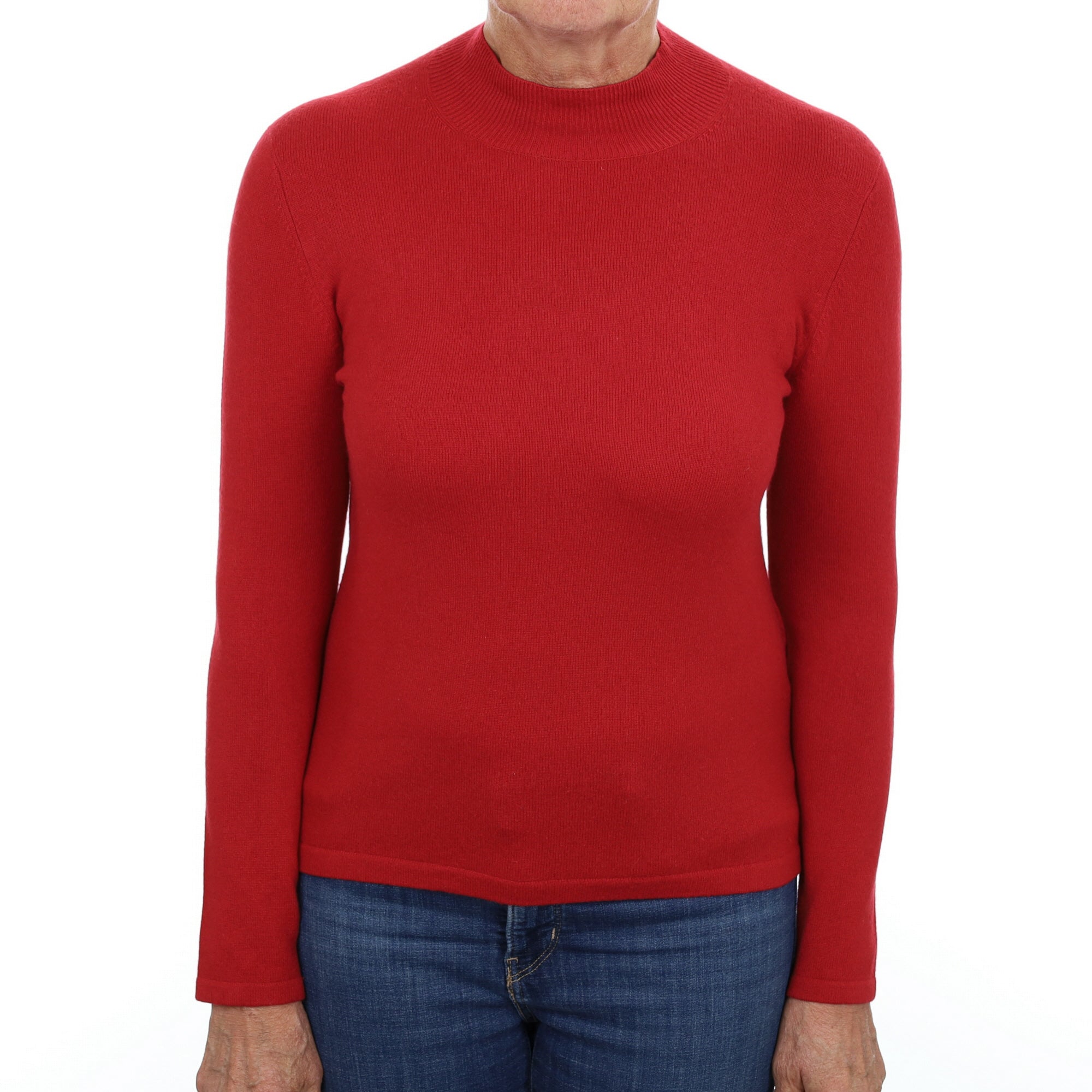 Scarlet Red Cashmere Turtle Neck Jumper Medium