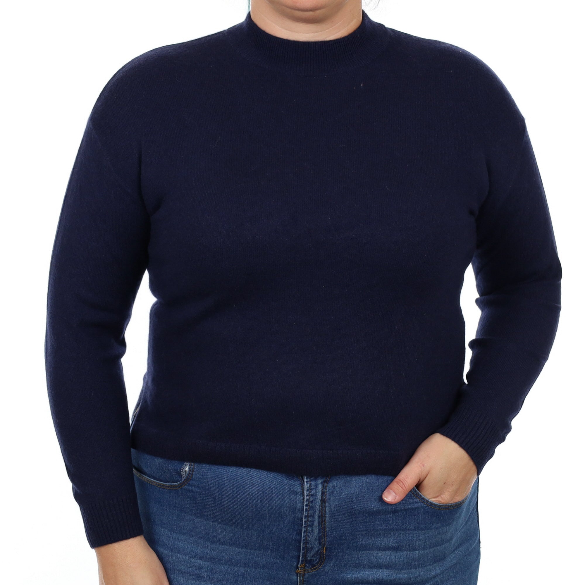 Navy Cashmere Turtle Neck Jumper Large