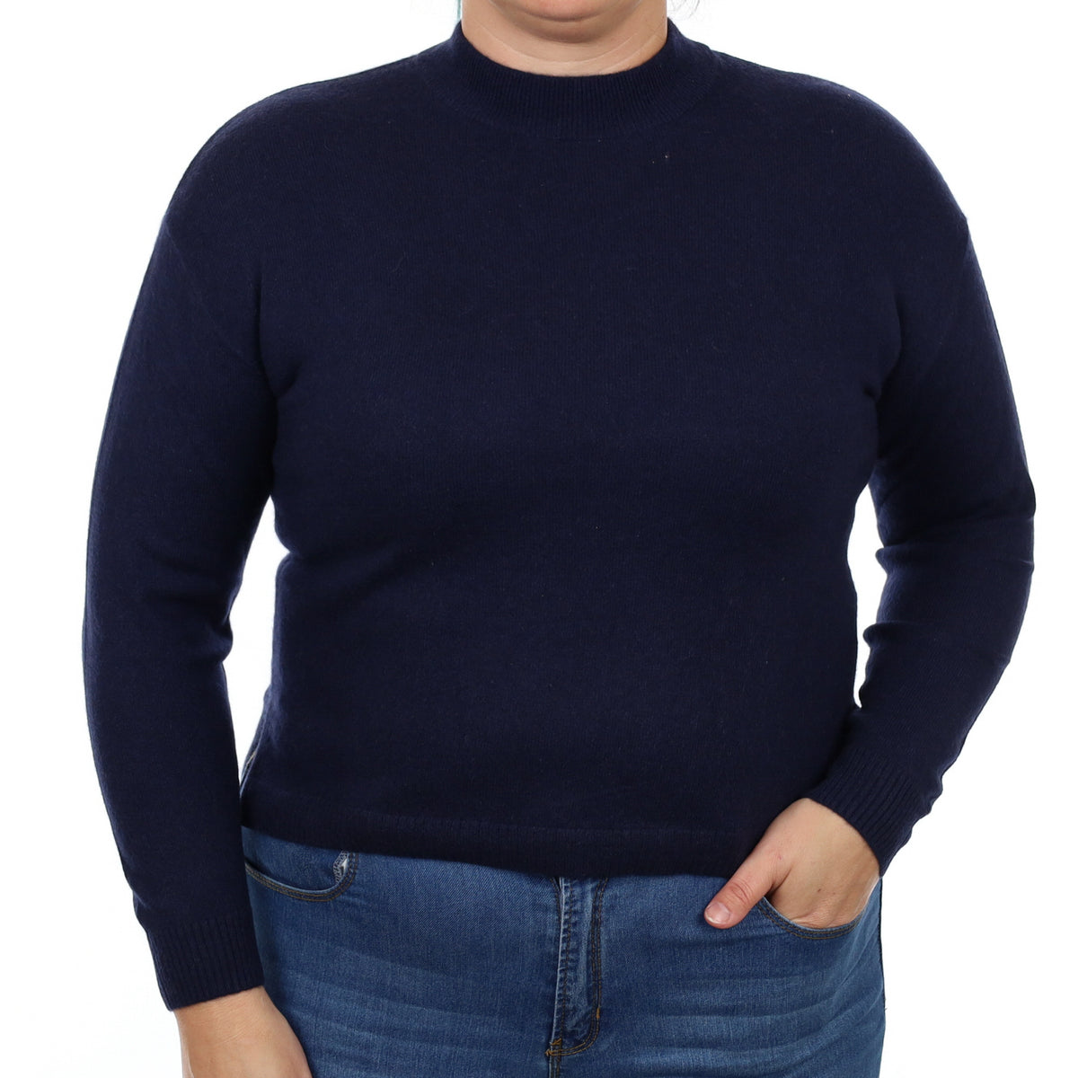 Navy Cashmere Turtle Neck Jumper Large