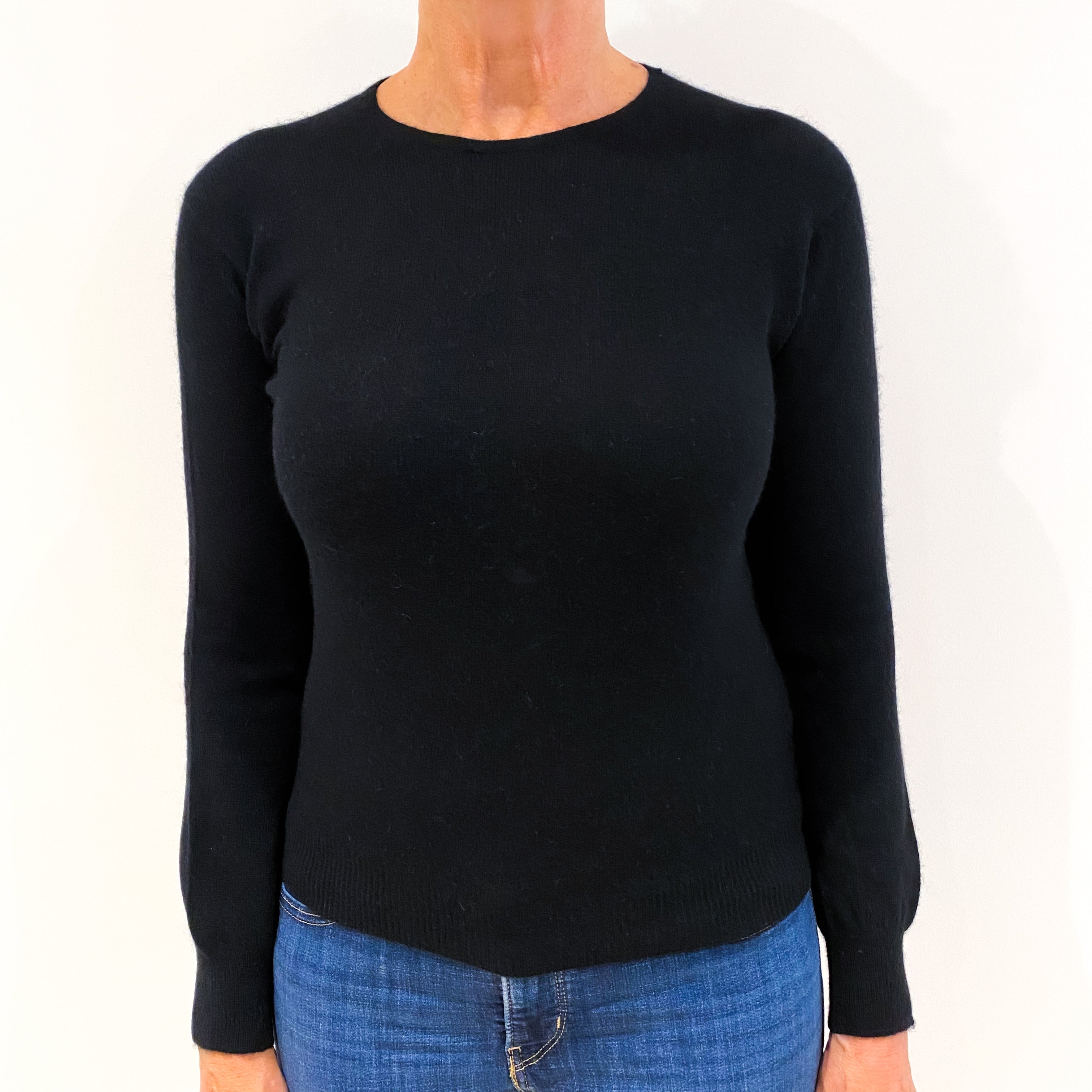 Black Cashmere Crew Neck Jumper Medium