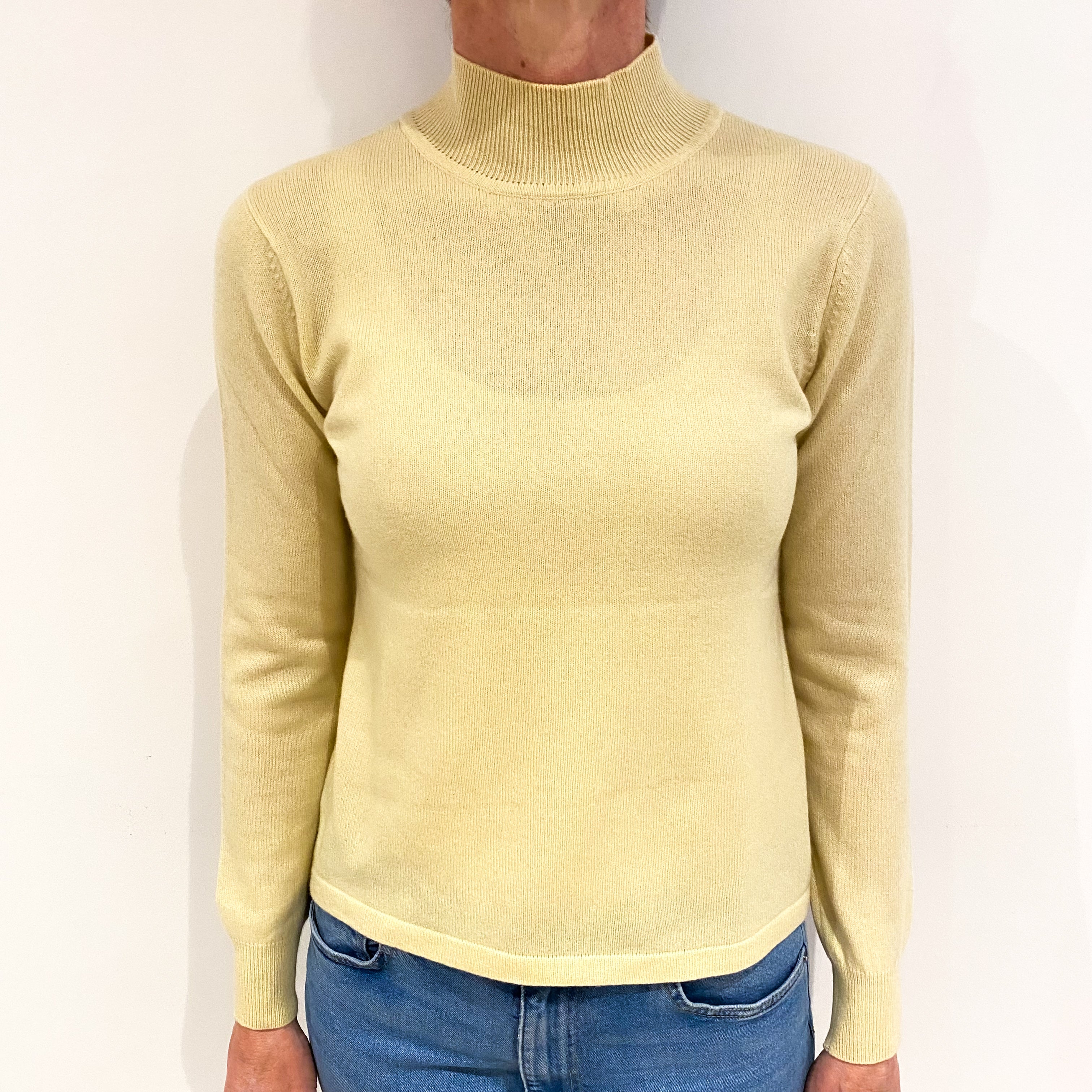 Primrose Yellow Cashmere Turtle Neck Jumper Small