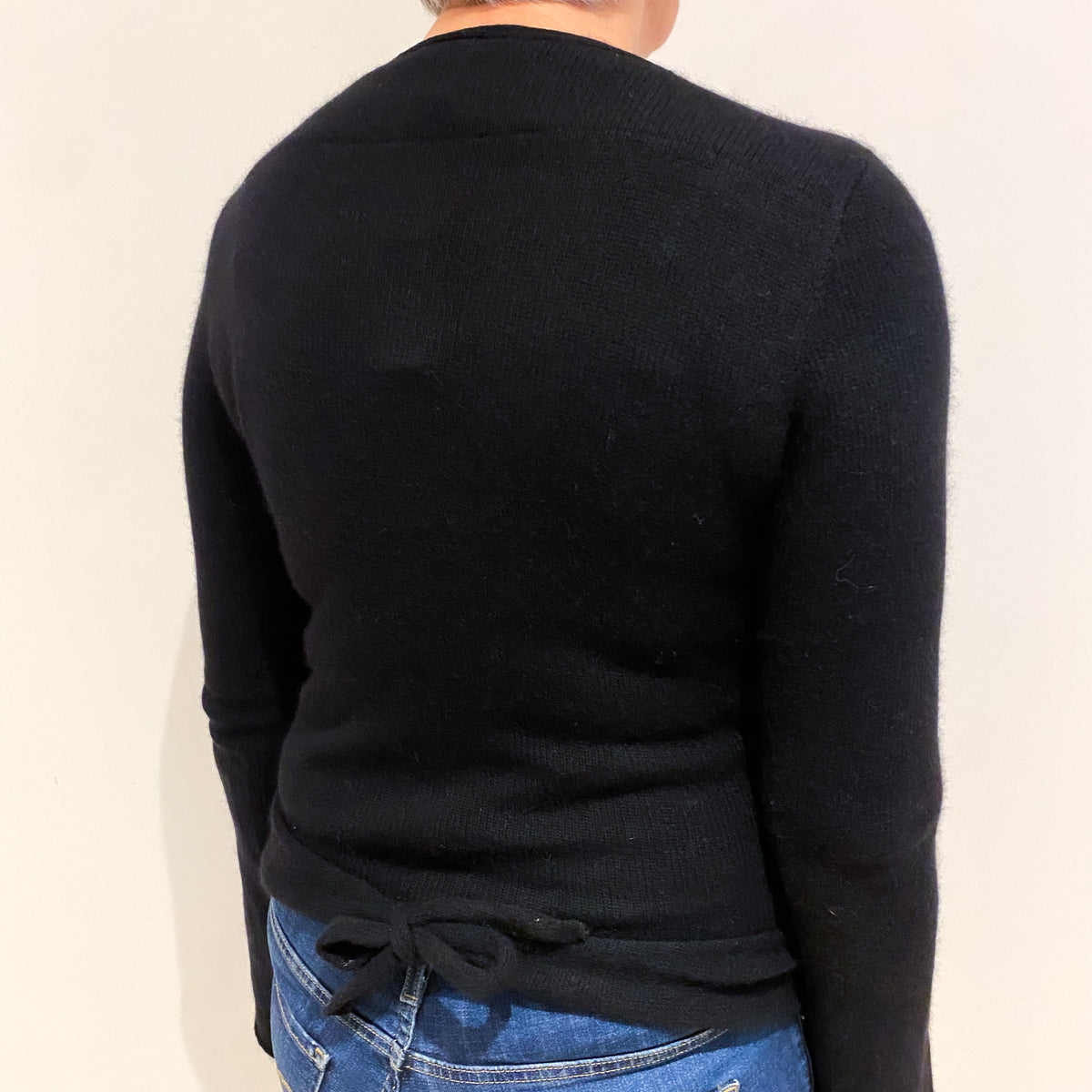 Black 2 in 1 Cashmere Cross Over Cardigan Medium