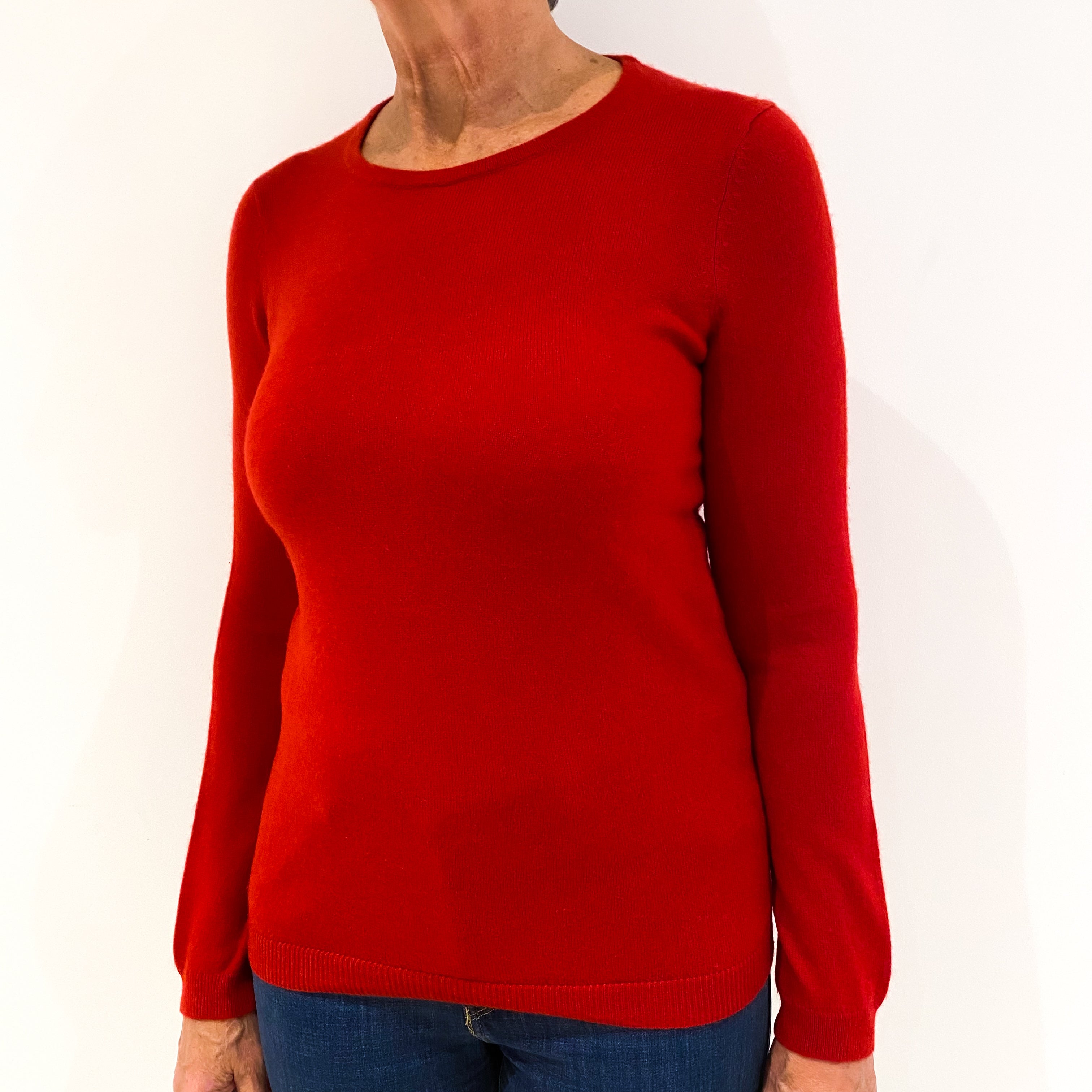 Scarlet Red Cashmere Crew Neck Jumper Medium