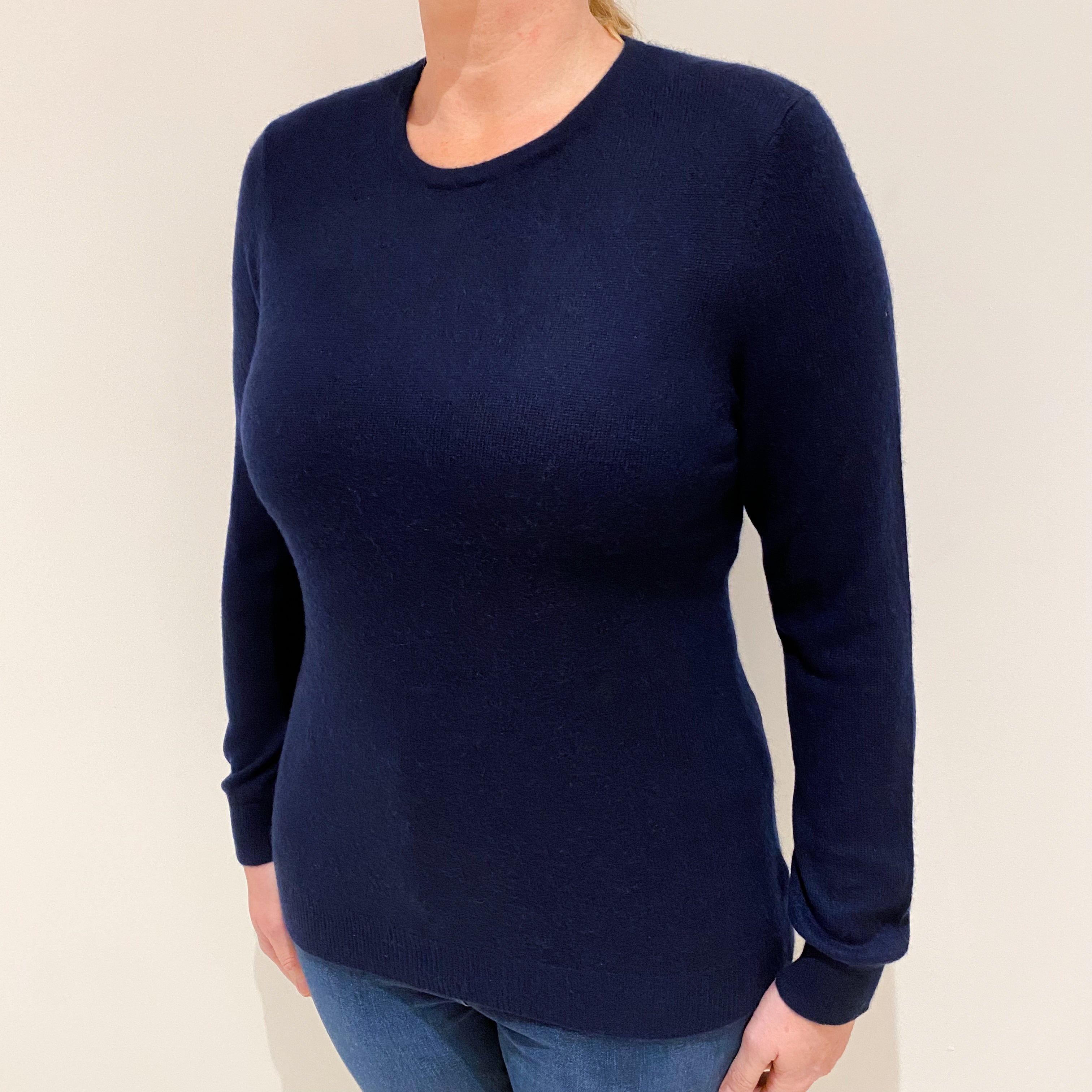 Navy Blue Cashmere Crew Neck Jumper Large