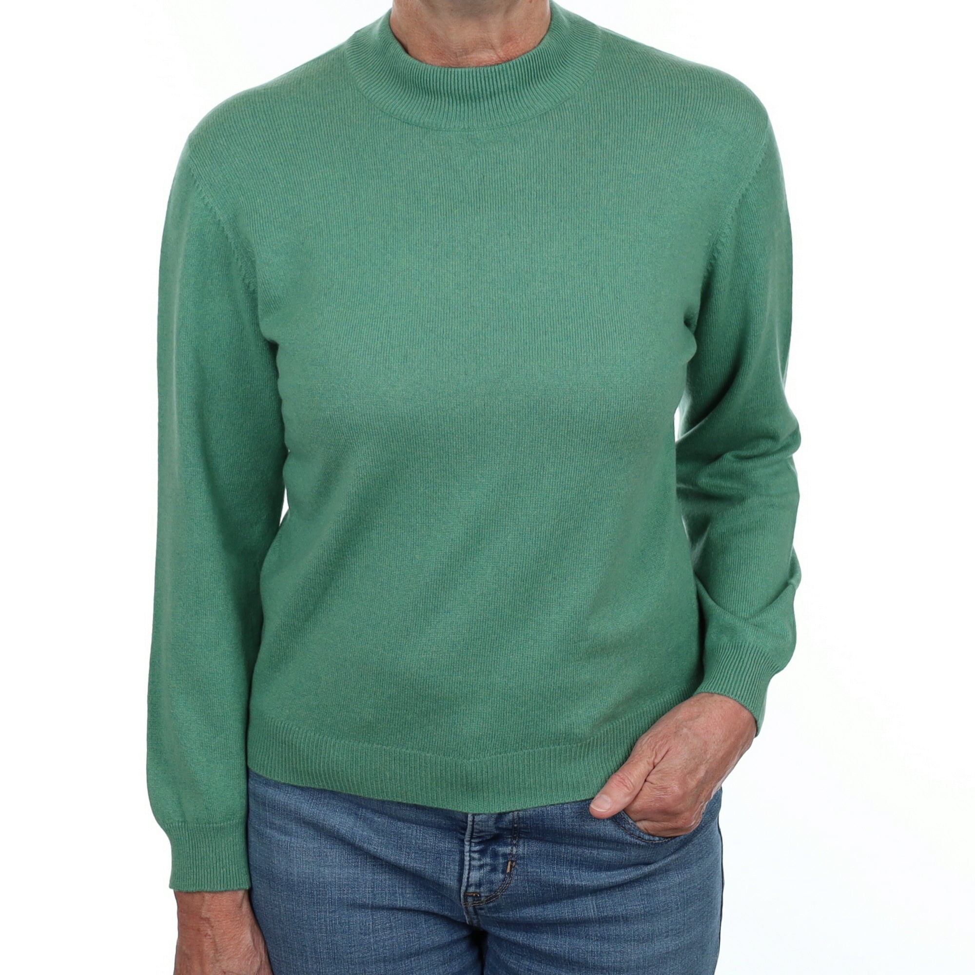 Sea Green Cashmere Turtle Neck Jumper Medium