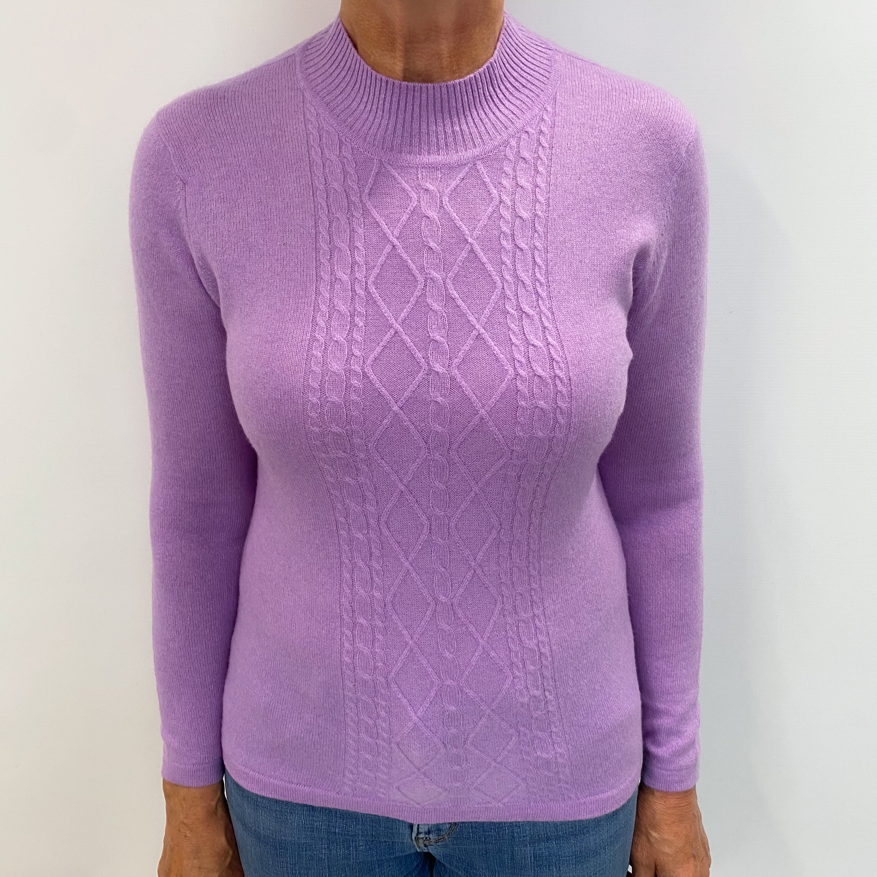 Lavender Purple Cashmere Turtle Neck Jumper Medium