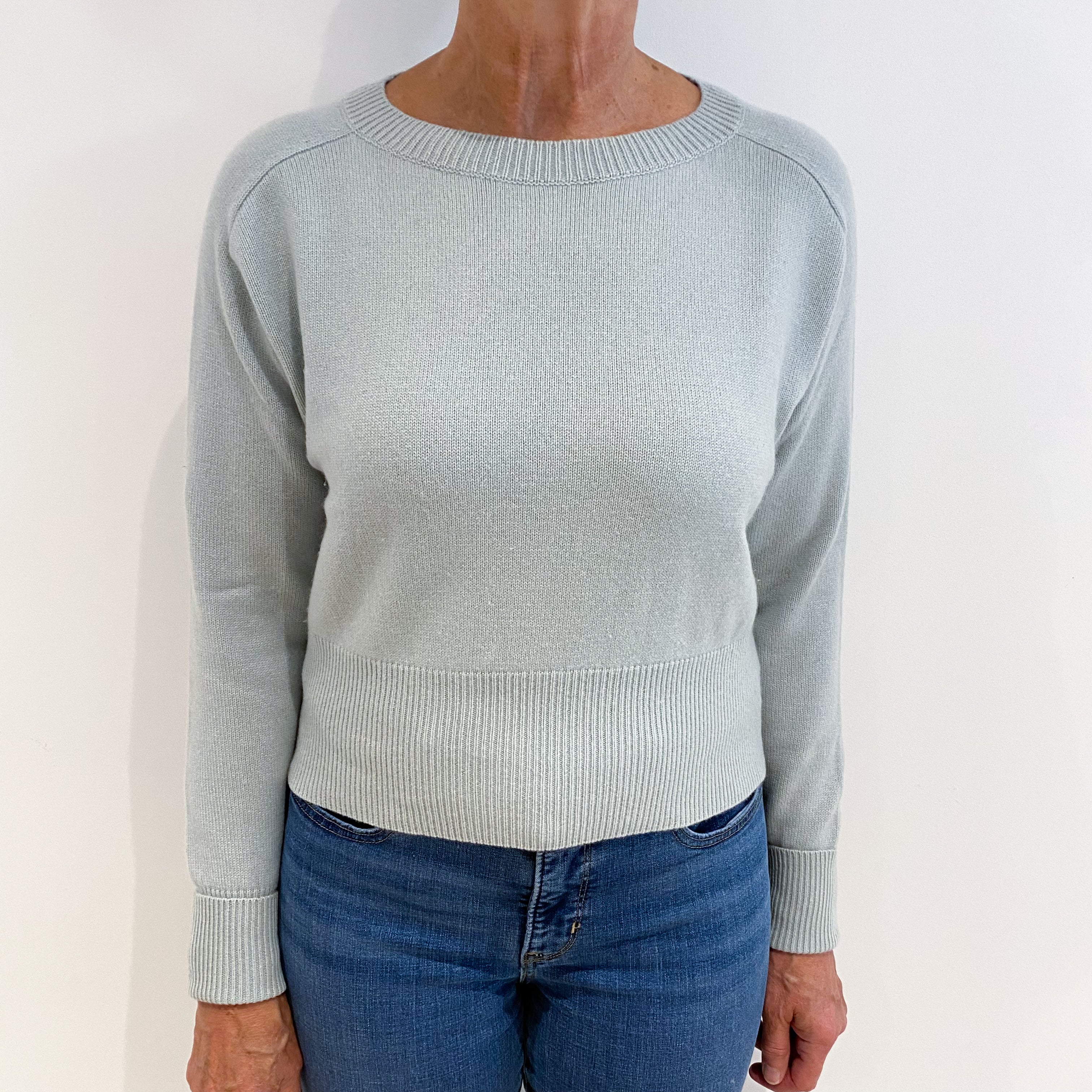 Theory Pale Duck Egg Blue Cashmere Crew Neck Jumper Medium