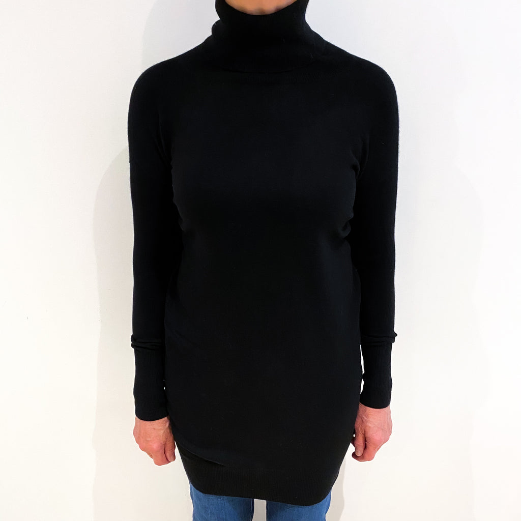Black Cashmere Polo Neck Tunic Medium