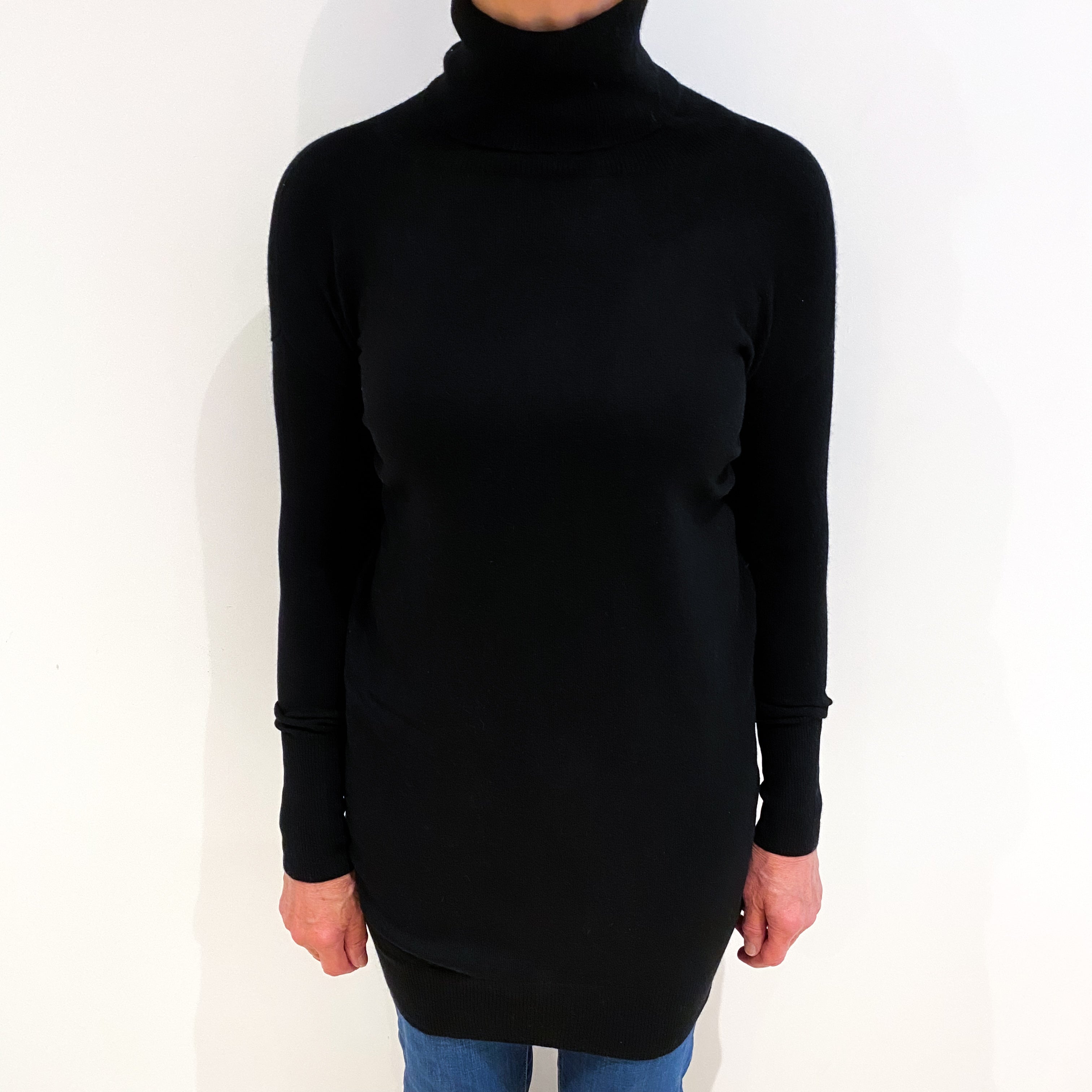Black Cashmere Polo Neck Tunic Medium