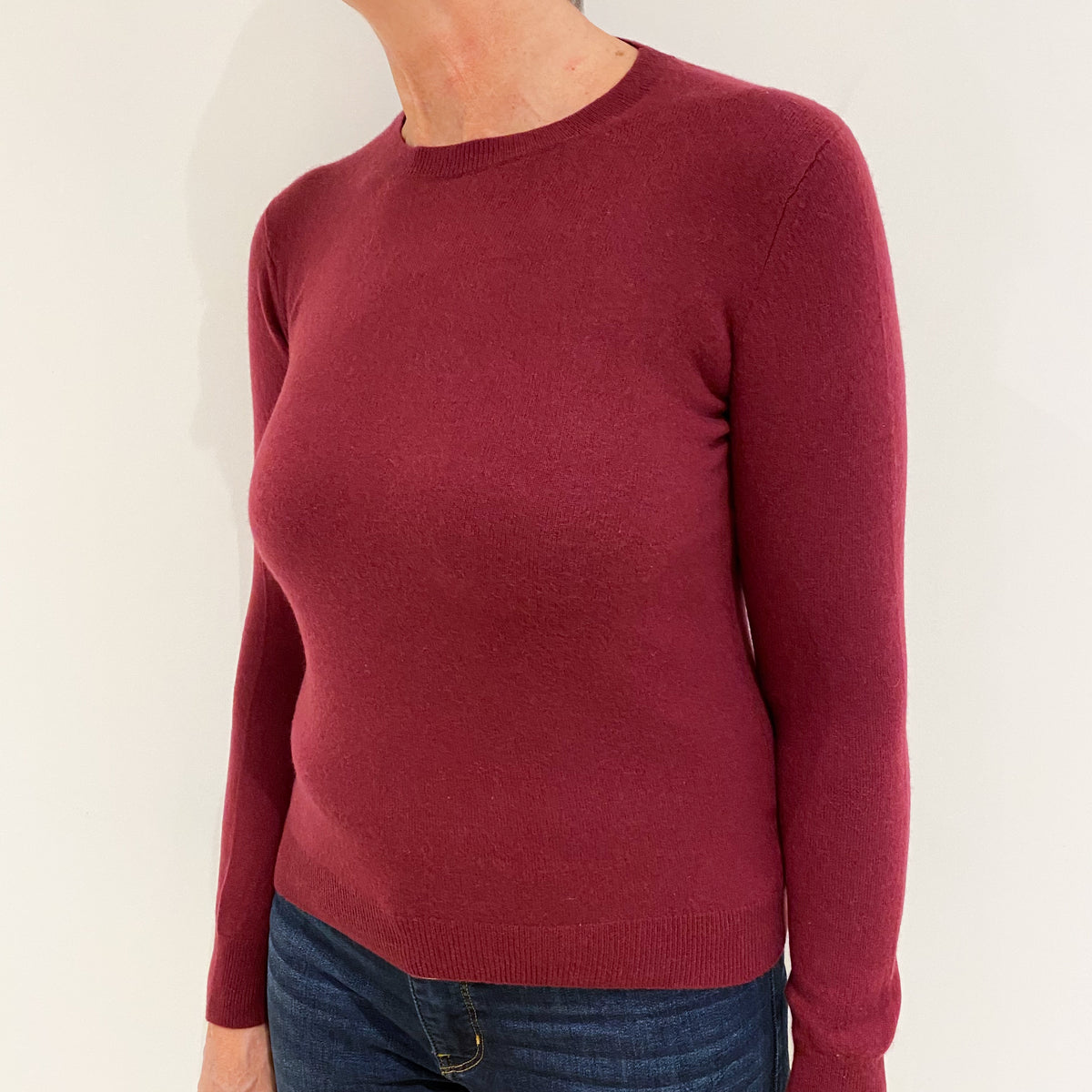 Brick Red Cashmere Crew Neck Jumper Medium