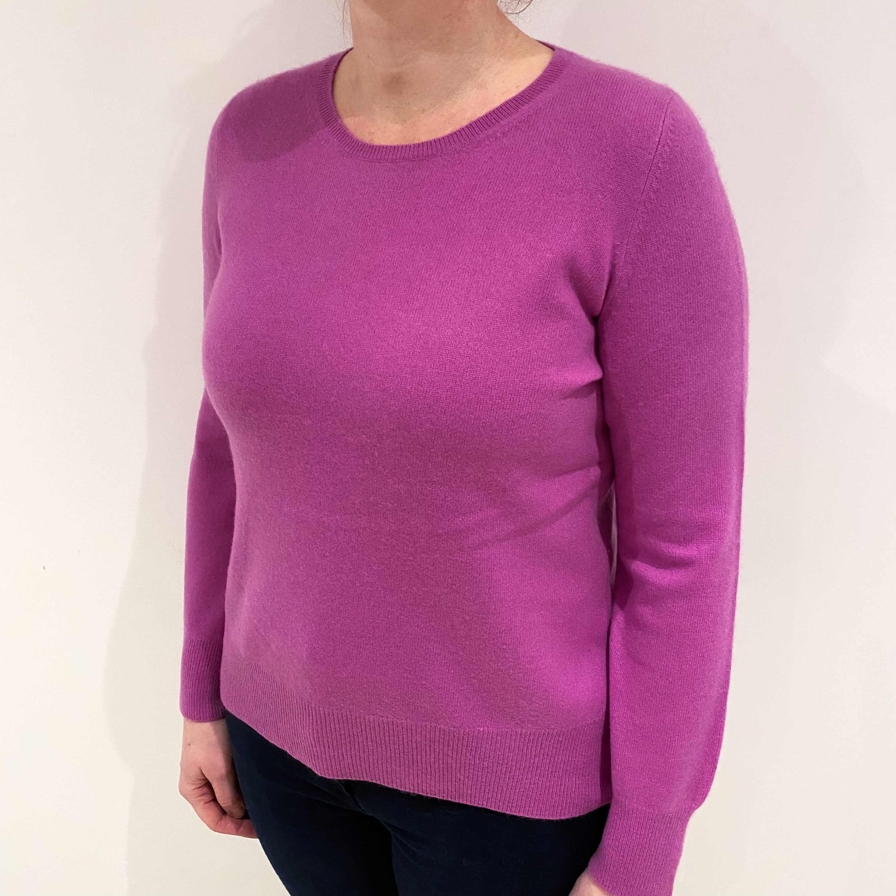 Loganberry Pink Cashmere Crew Neck Jumper Large