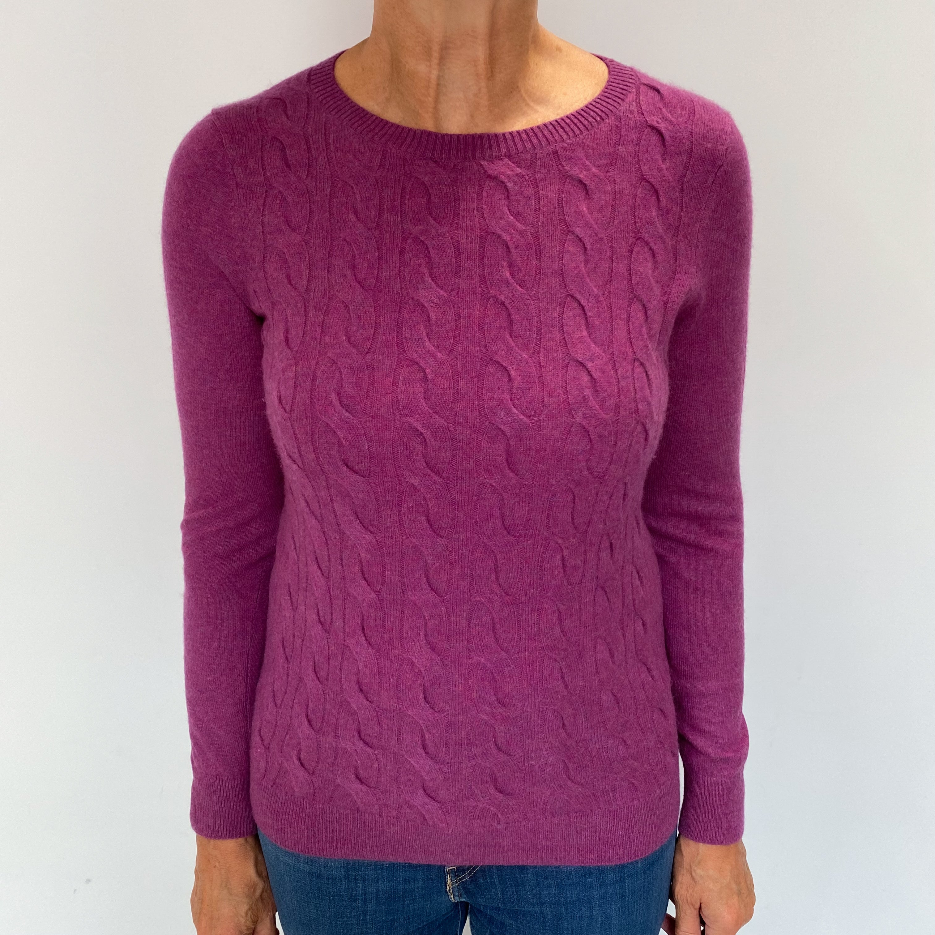 Loganberry Purple Cashmere Crew Neck Jumper Medium