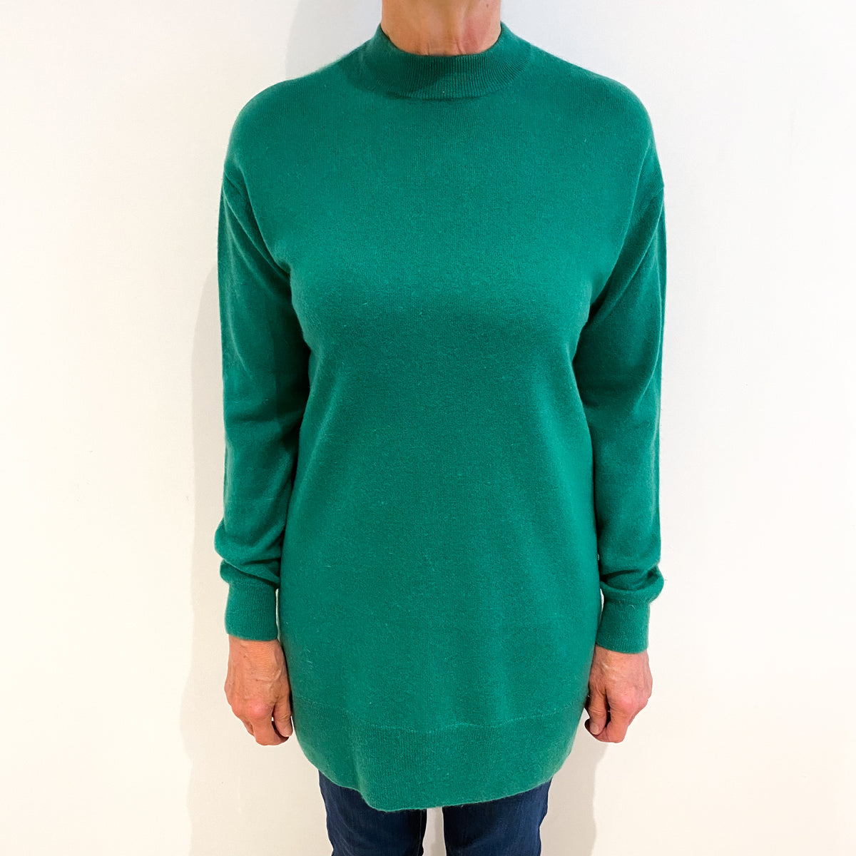 Kelly Green Cashmere Turtle Neck Tunic Medium