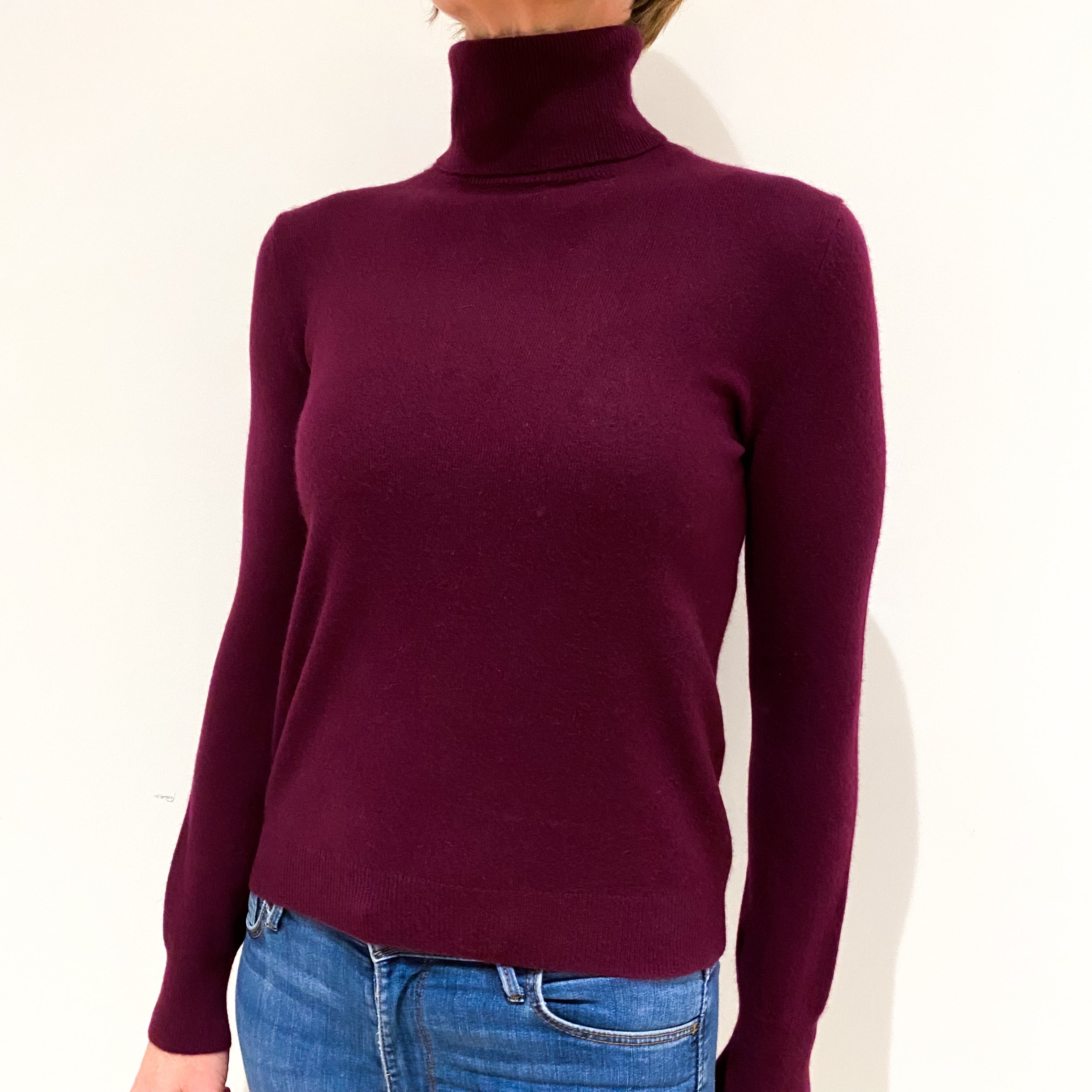 Mulberry Purple Cashmere Polo Neck Jumper Small