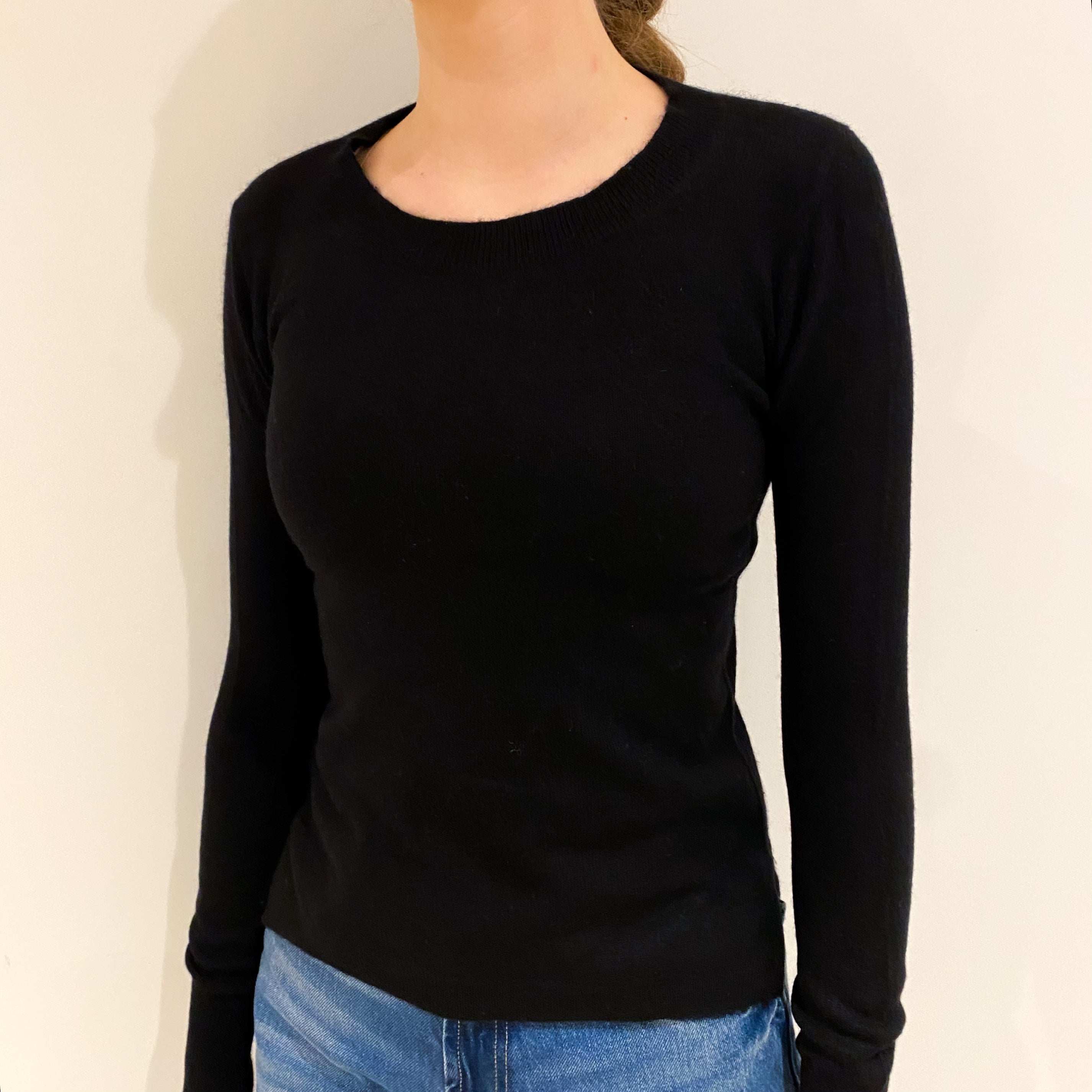 Black Cashmere Crew Neck Jumper Extra Small