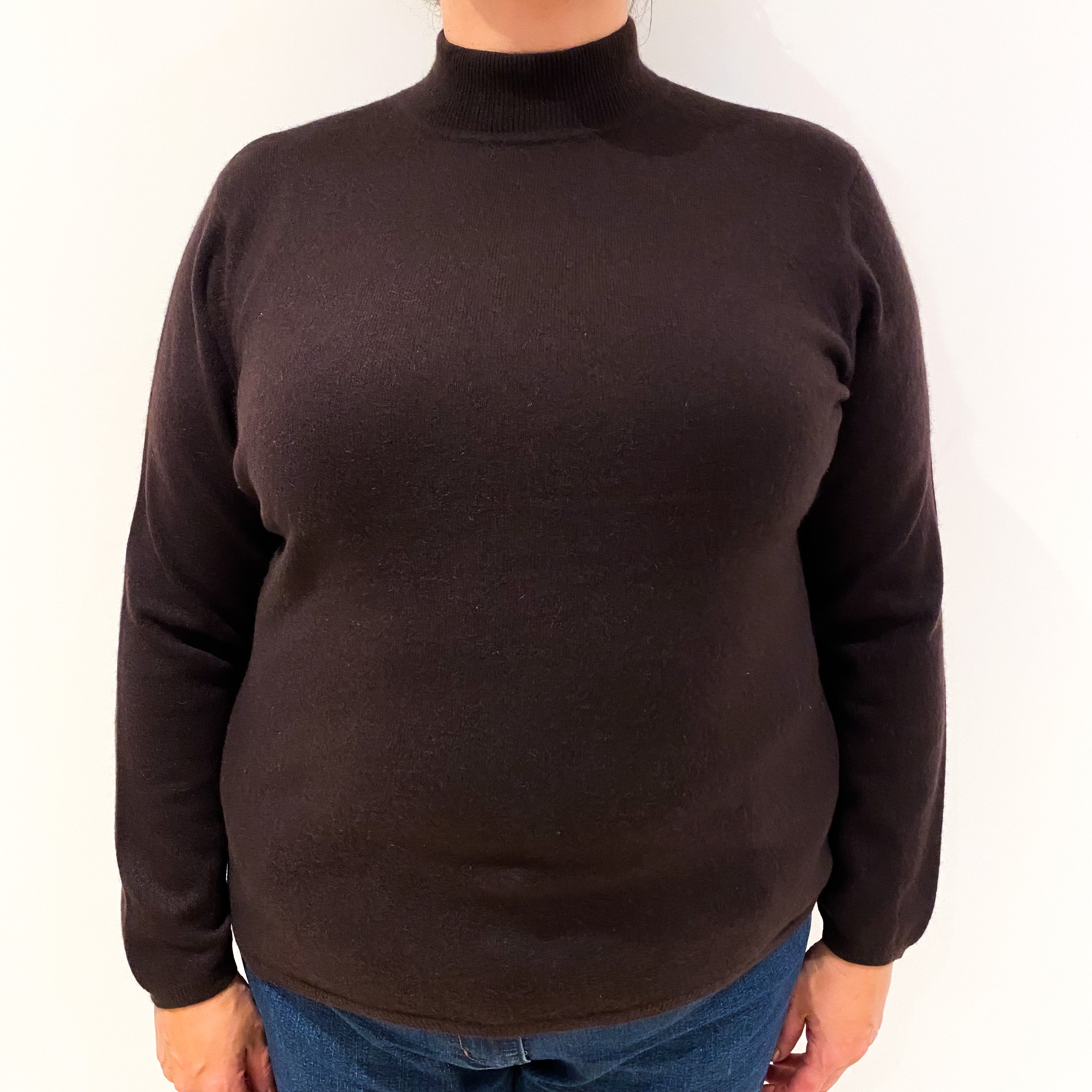 Peppercorn Brown Cashmere Polo Neck Jumper Extra Large